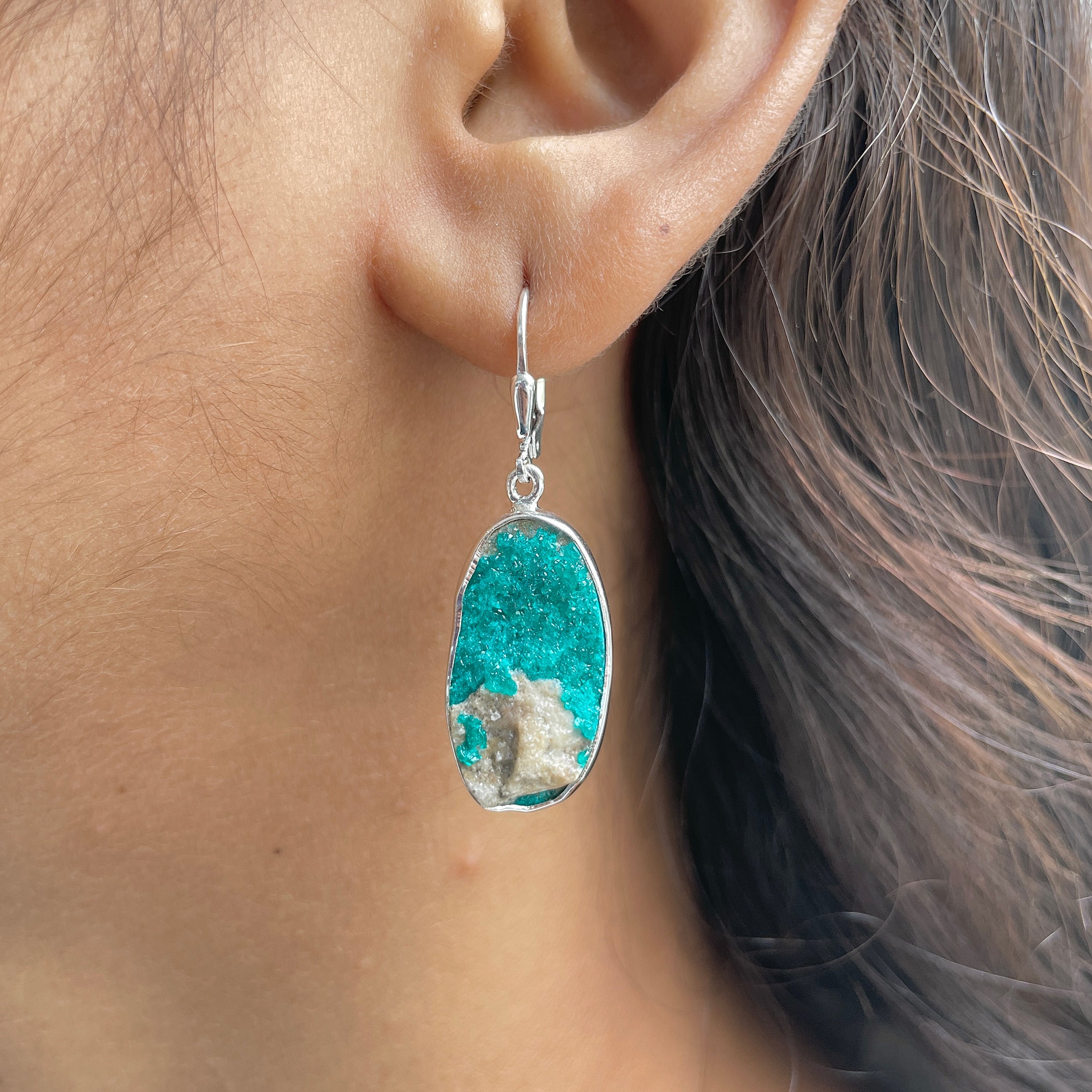 Dioptase Druzy Earring-(DPT-E-12.)