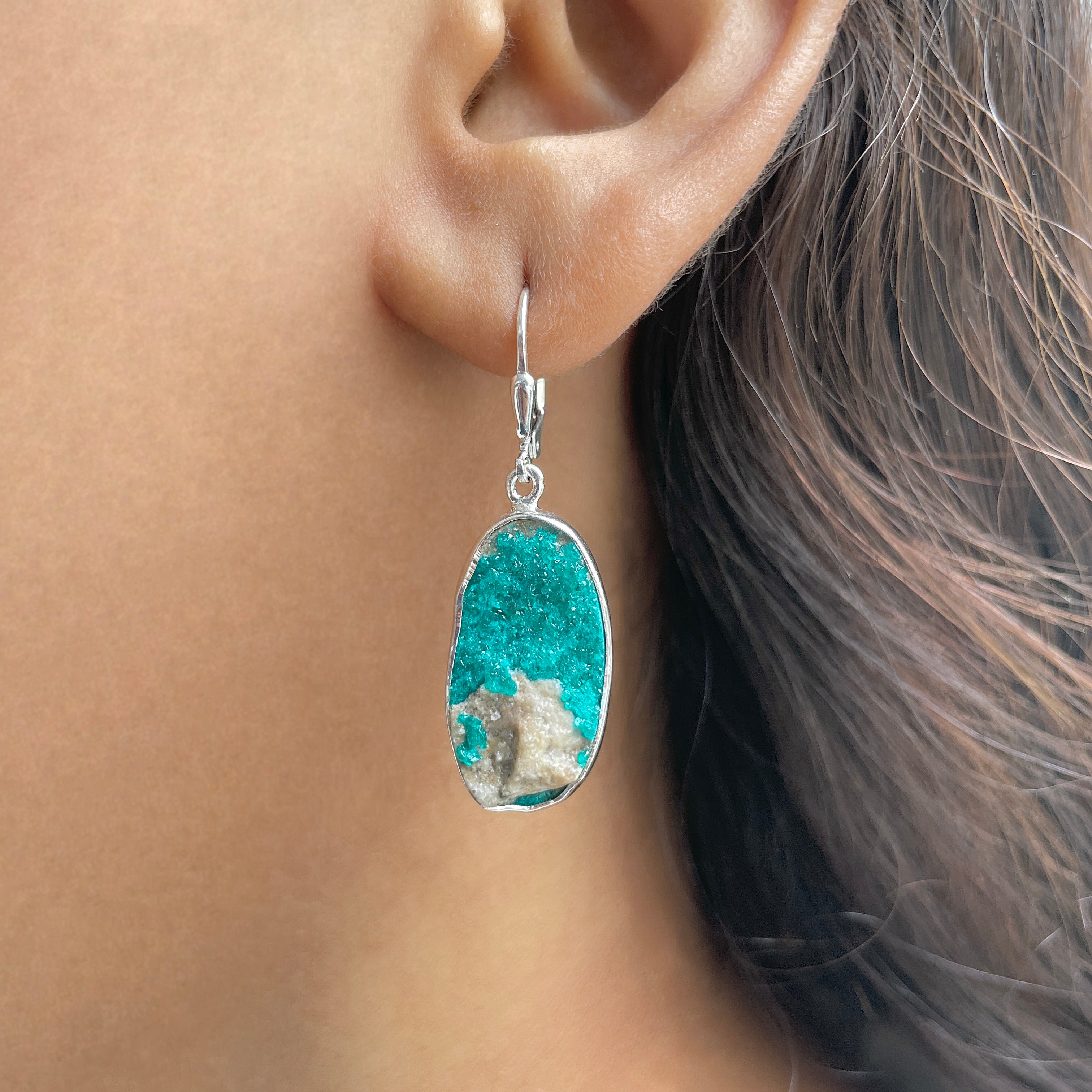 Dioptase Druzy Earring-(DPT-E-12.)