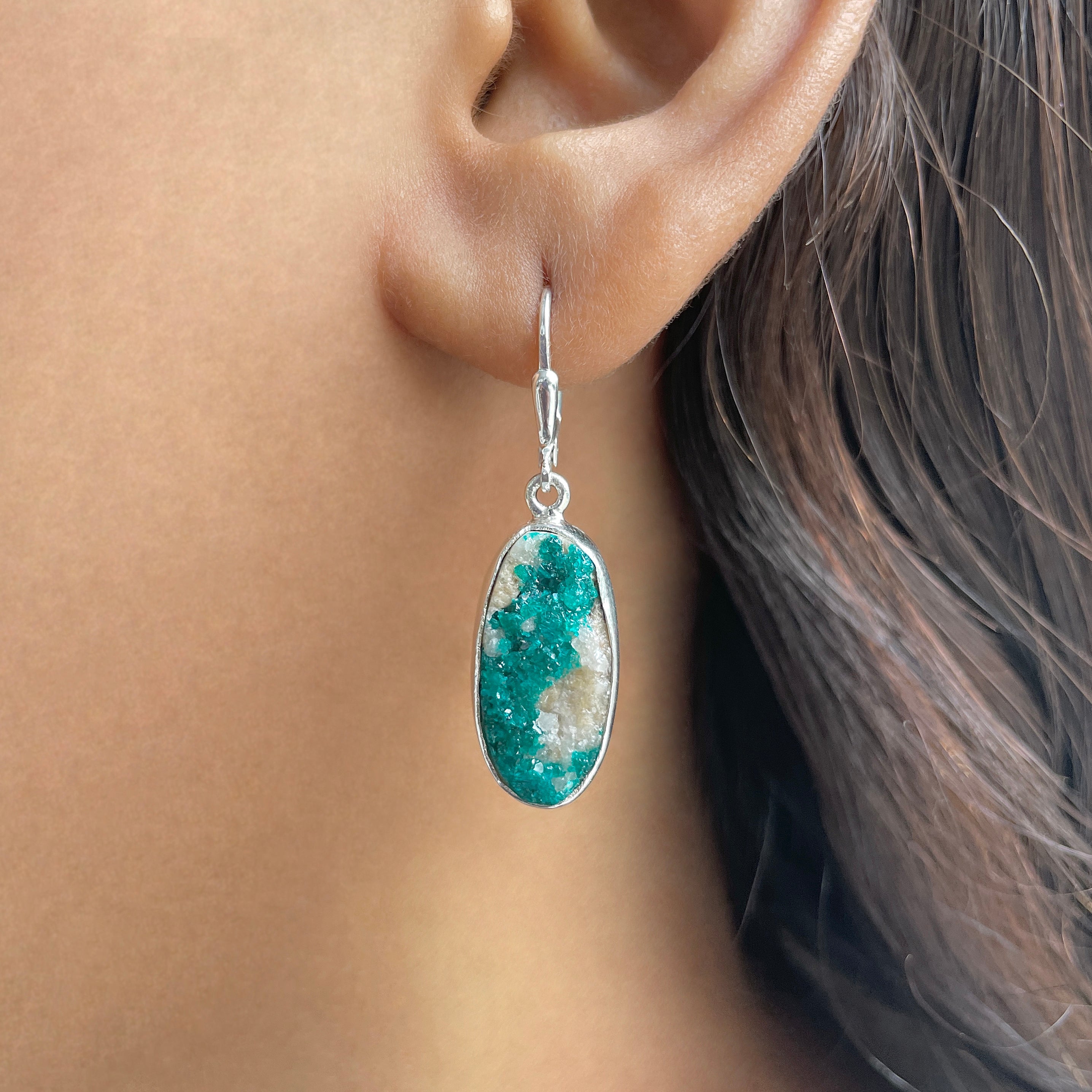 Dioptase Druzy Earring-(DPT-E-13.)