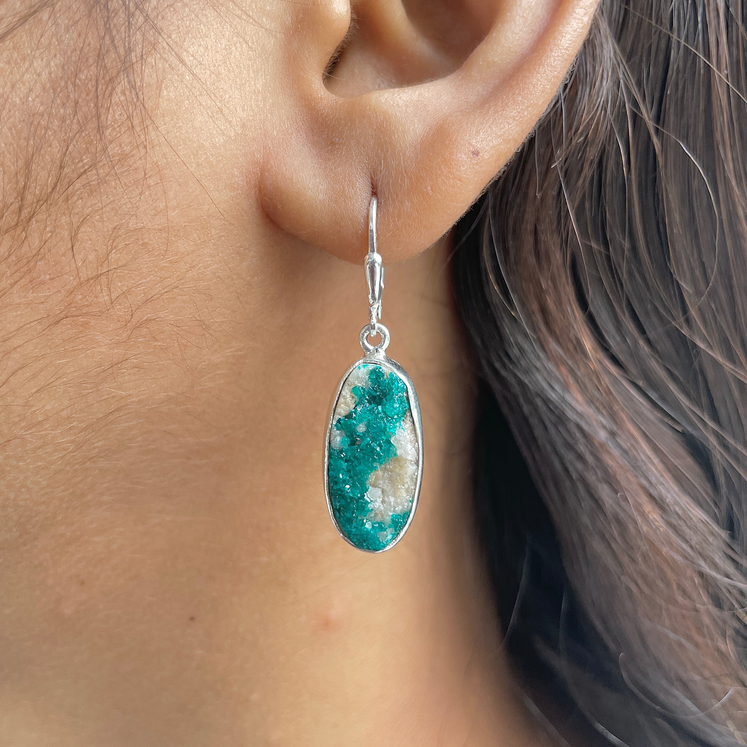 Dioptase Druzy Earring-(DPT-E-13.)