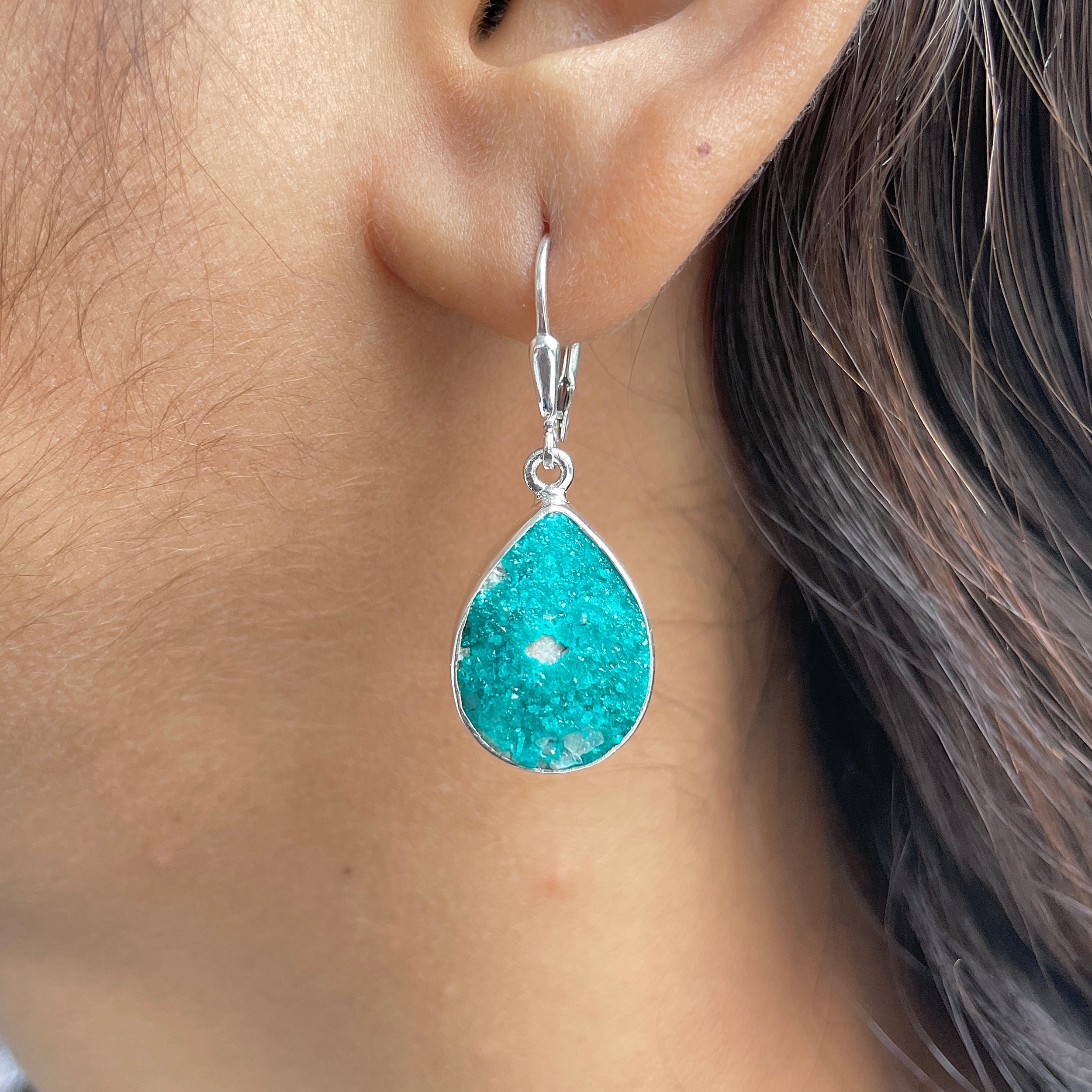 Dioptase Druzy Earring-(DPT-E-14.)