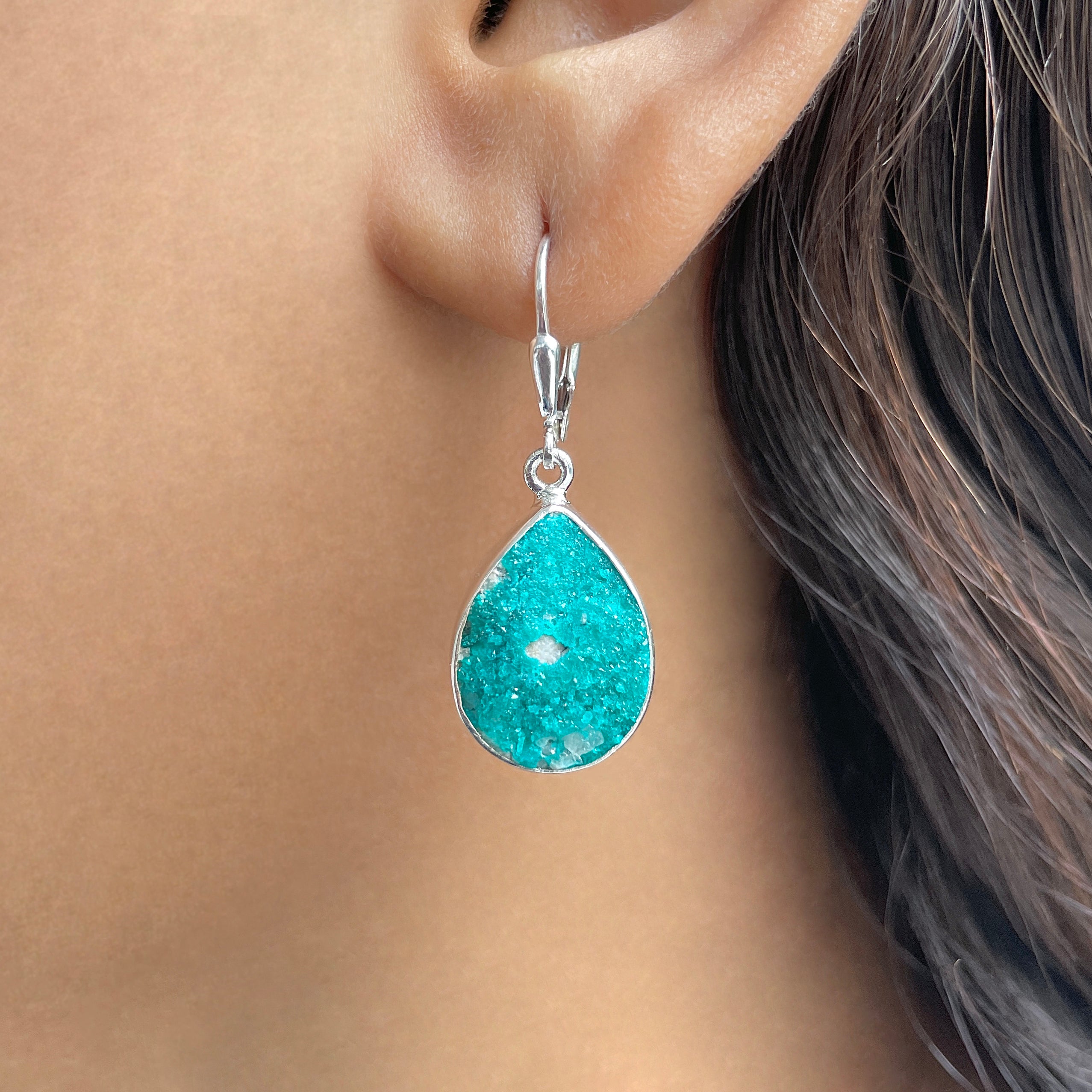 Dioptase Druzy Earring-(DPT-E-14.)