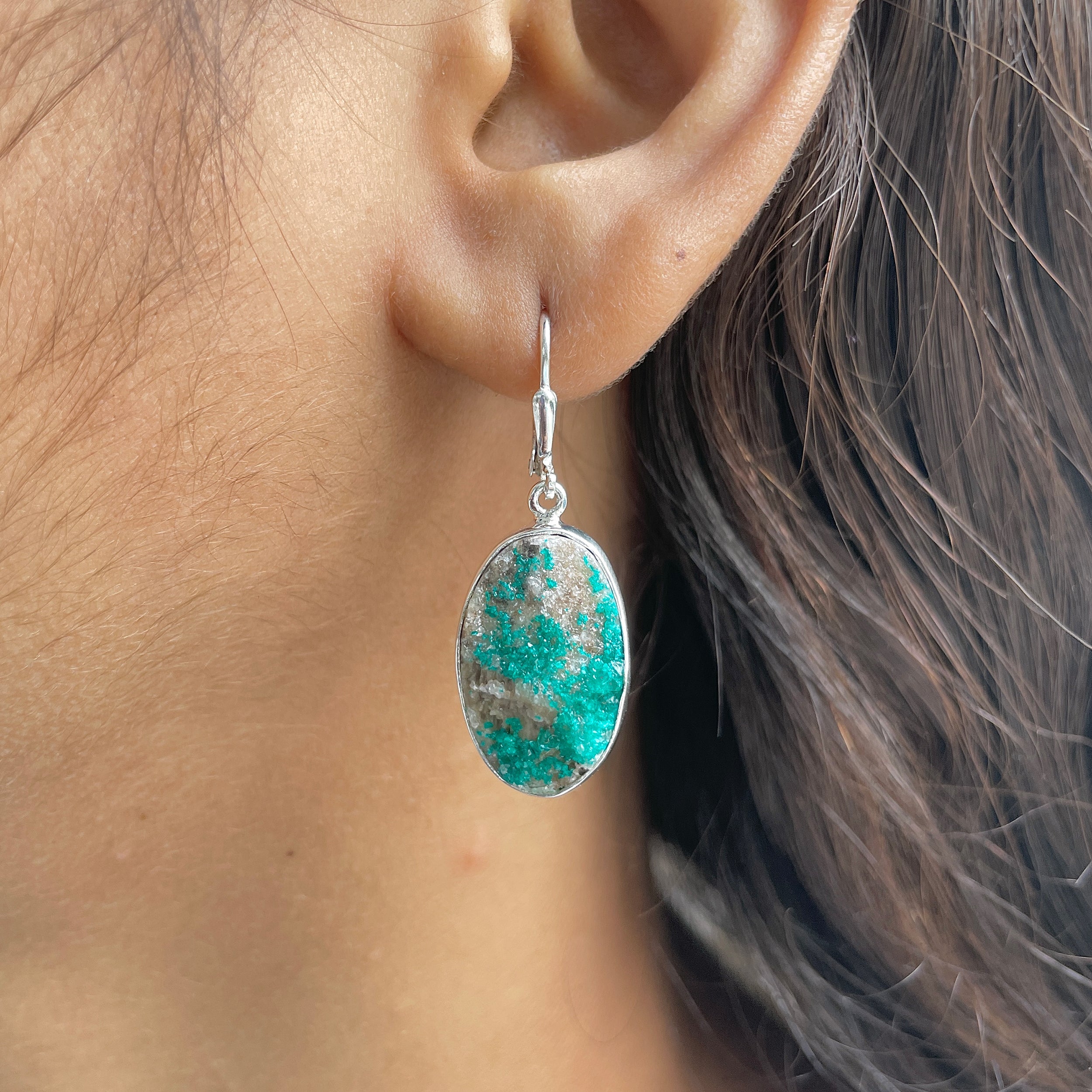 Dioptase Druzy Earring-(DPT-E-15.)