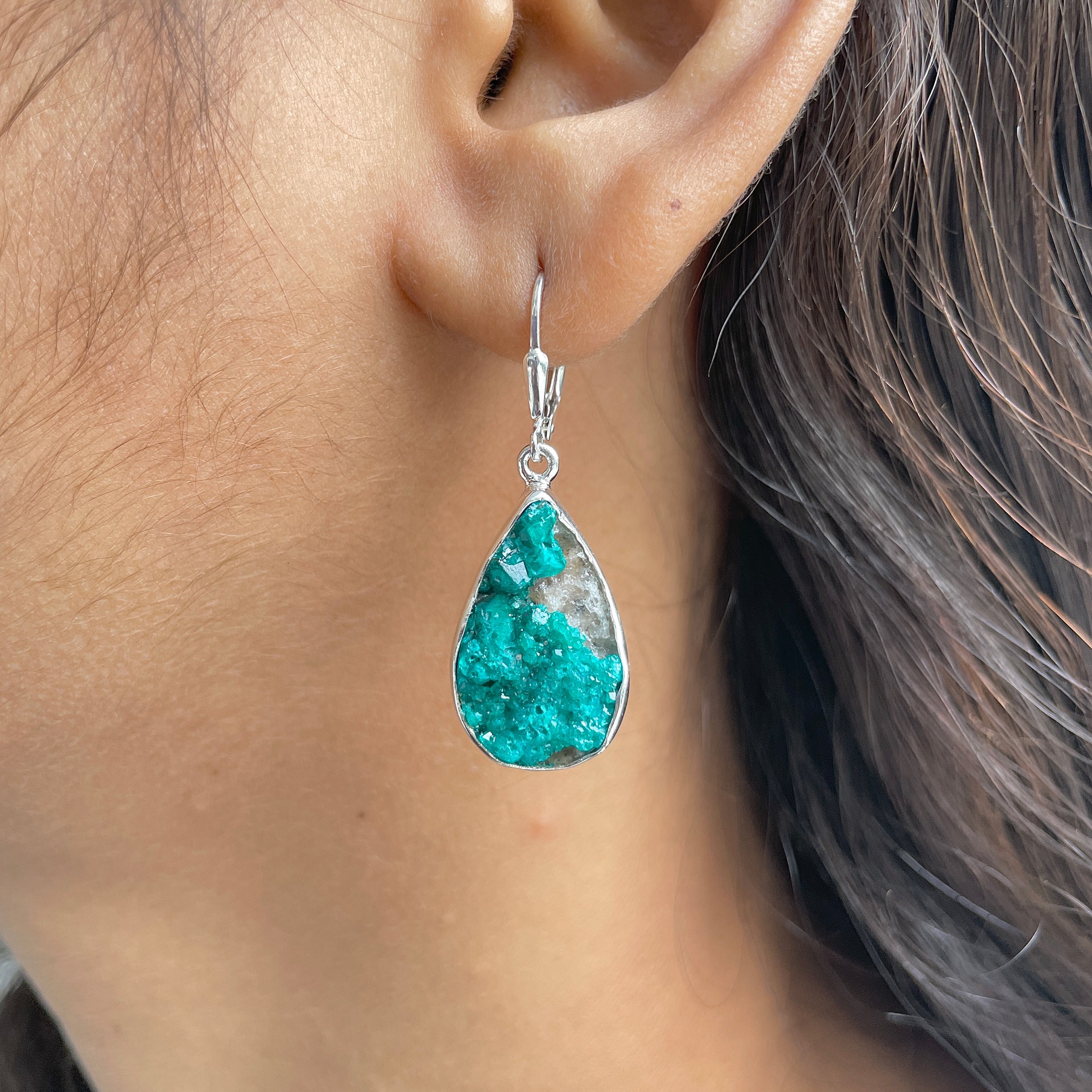 Dioptase Druzy Earring-(DPT-E-16.)