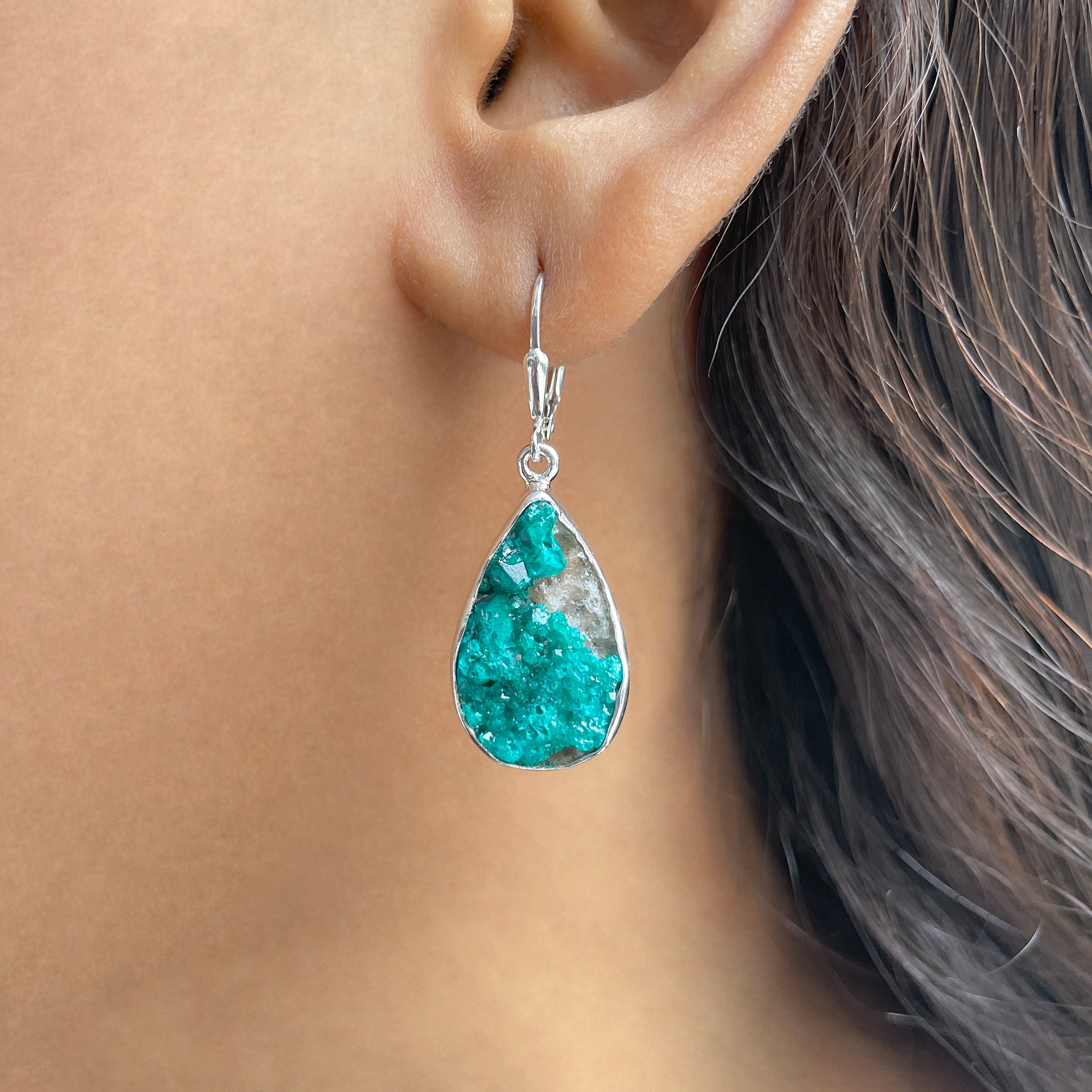 Dioptase Druzy Earring-(DPT-E-16.)