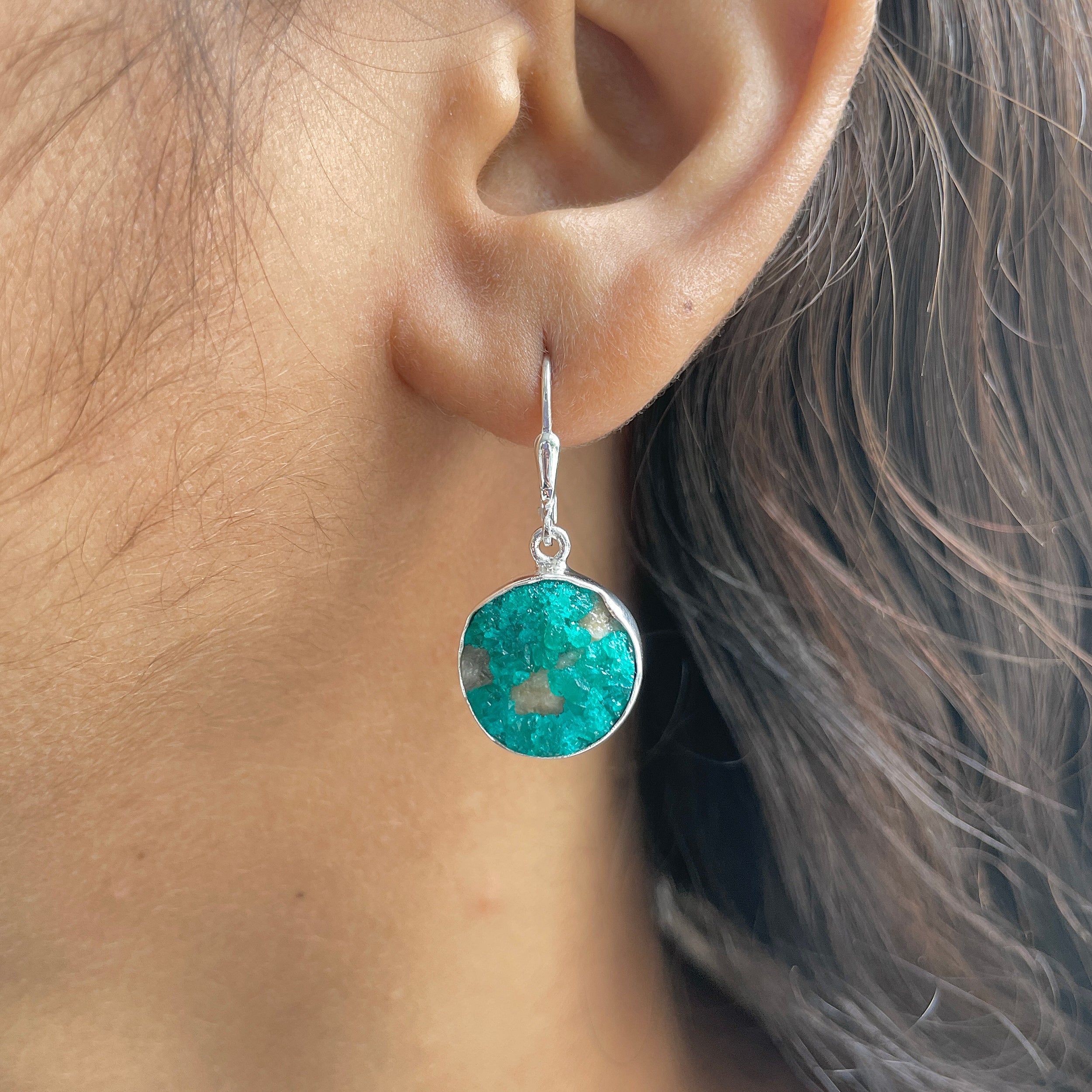 Dioptase Druzy Earring-(DPT-E-17.)
