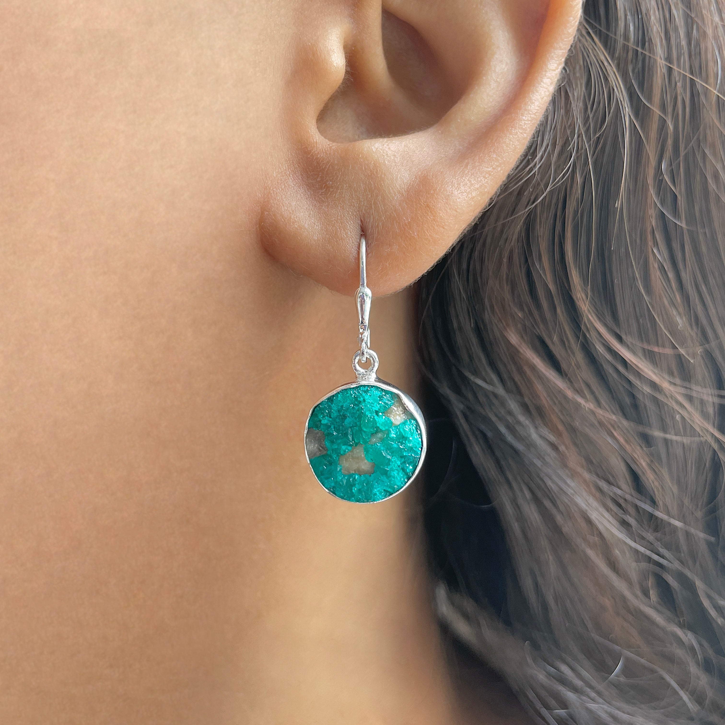Dioptase Druzy Earring-(DPT-E-17.)