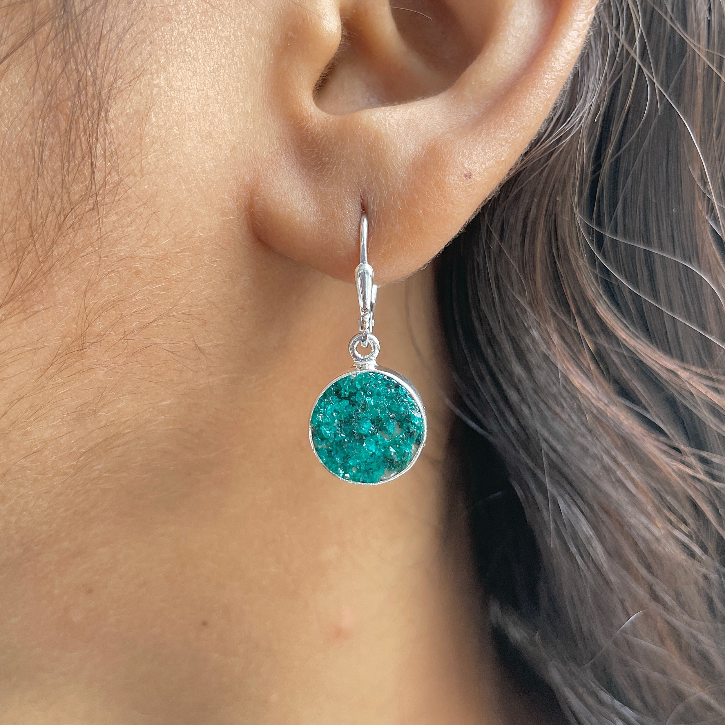 Dioptase Druzy Earring-(DPT-E-18.)