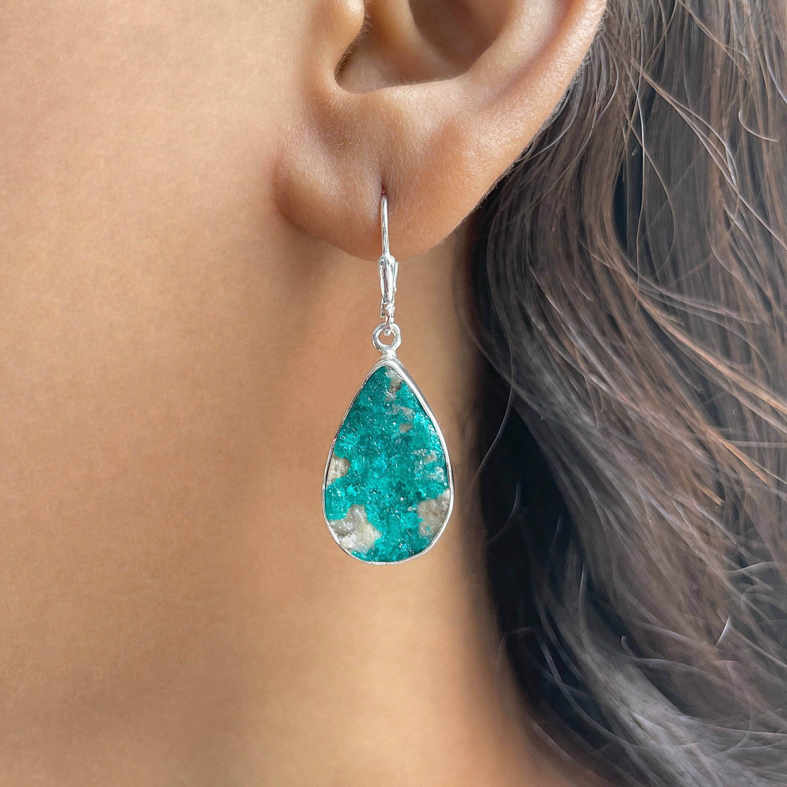 Dioptase Druzy Earring-(DPT-E-19.)