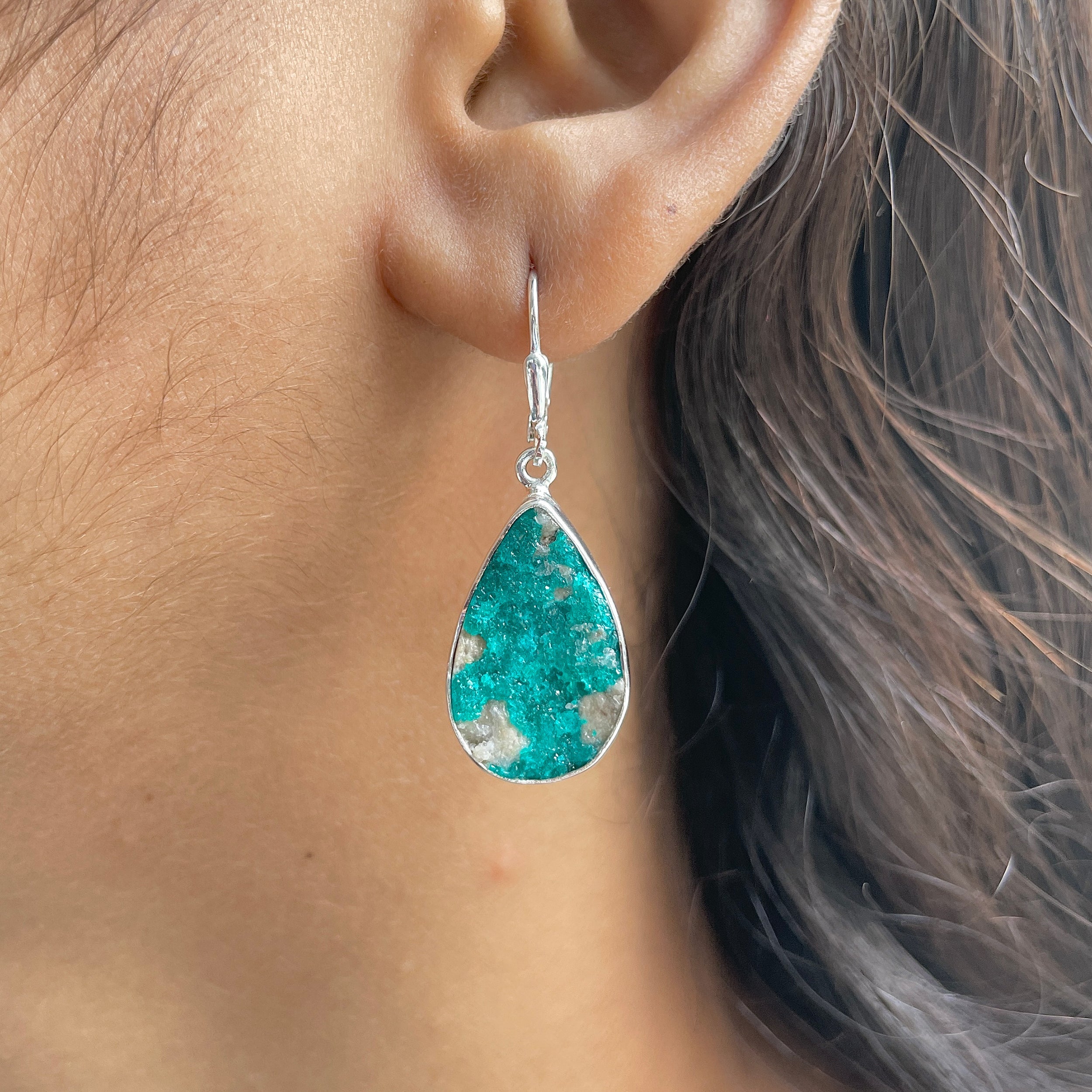 Dioptase Druzy Earring-(DPT-E-19.)