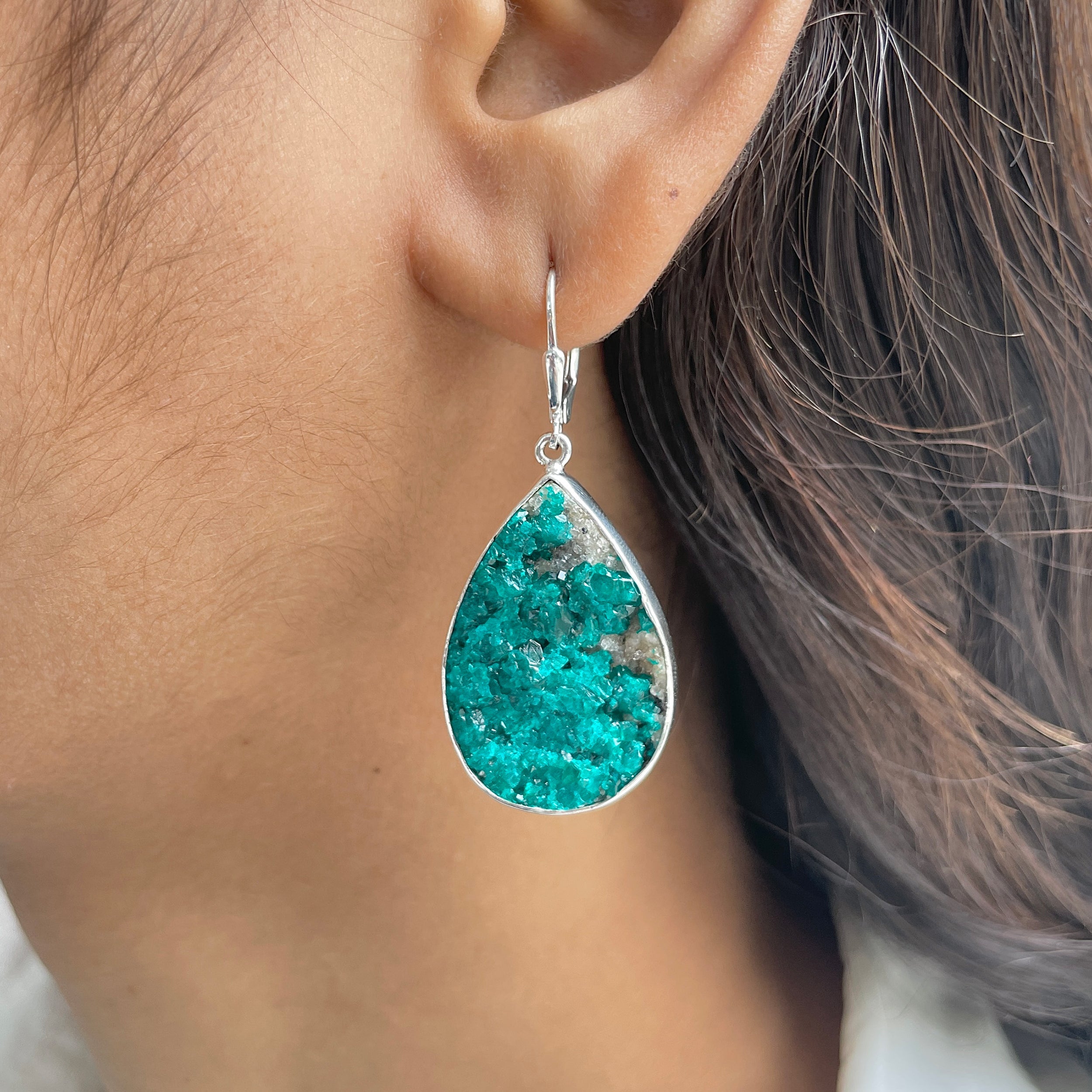 Dioptase Druzy Earring-(DPT-E-2.)