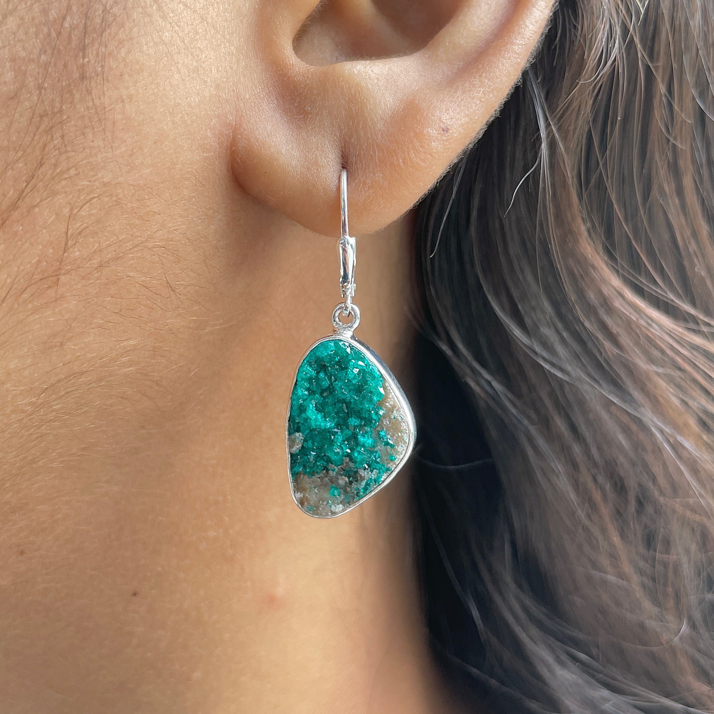 Dioptase Druzy Earring-(DPT-E-20.)