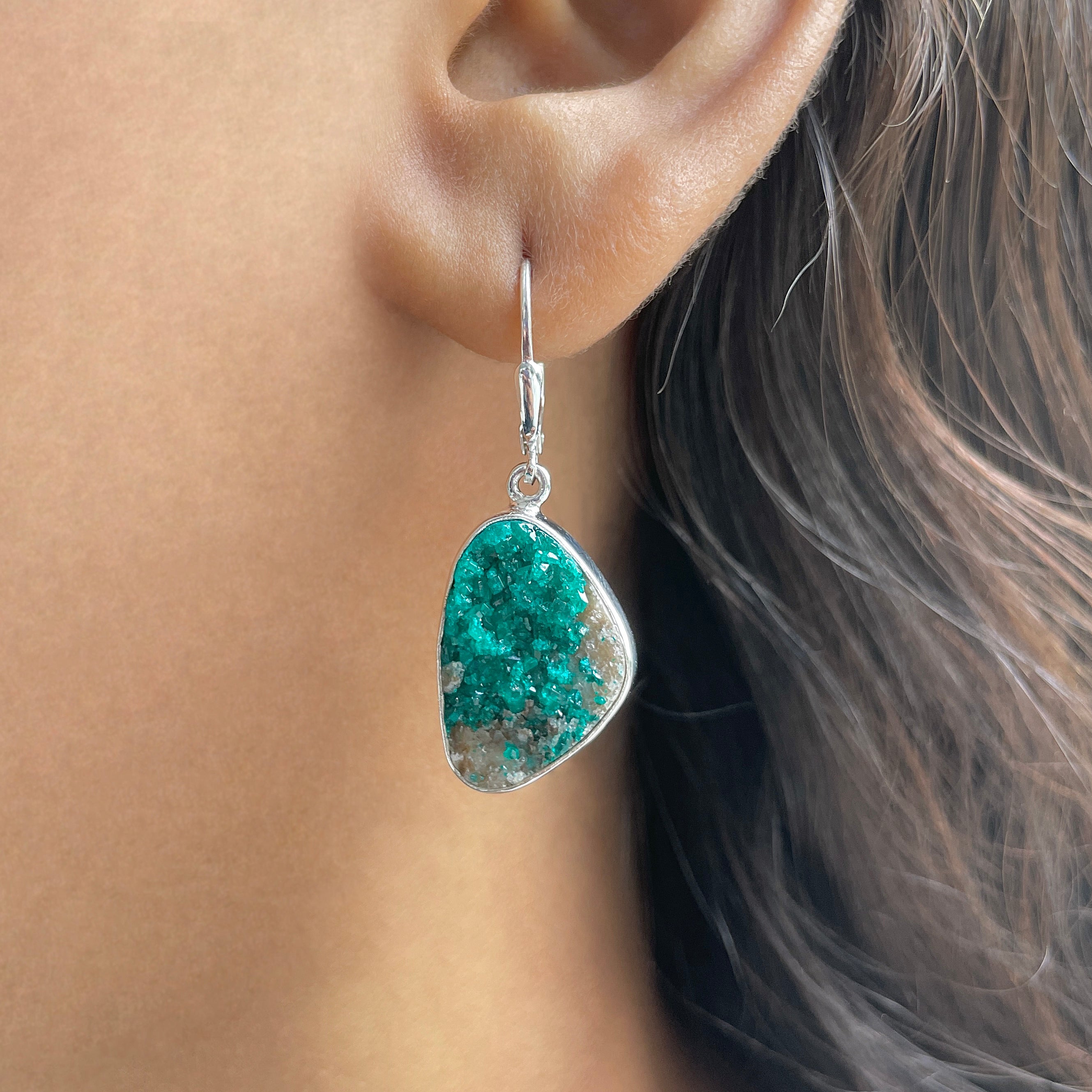 Dioptase Druzy Earring-(DPT-E-20.)