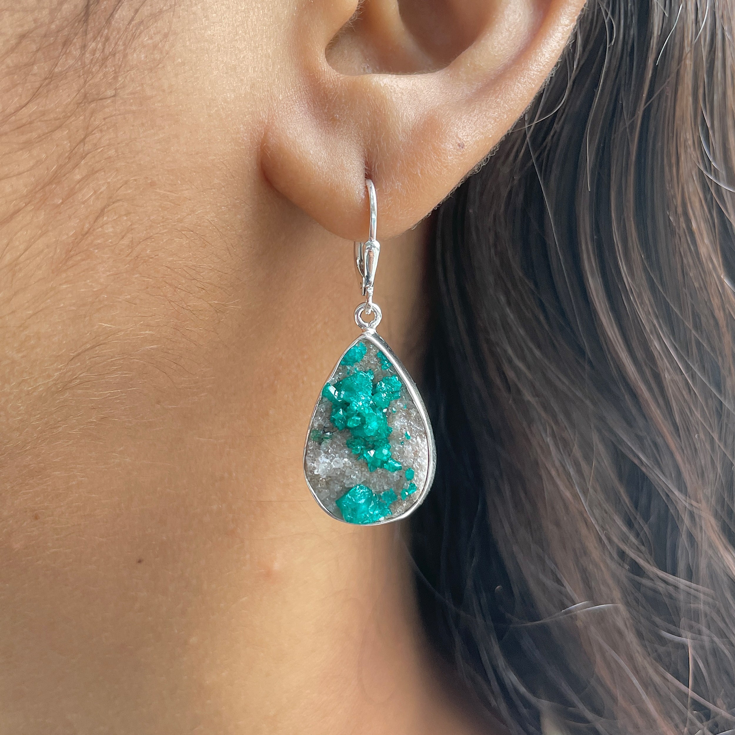 Dioptase Druzy Earring-(DPT-E-21.)
