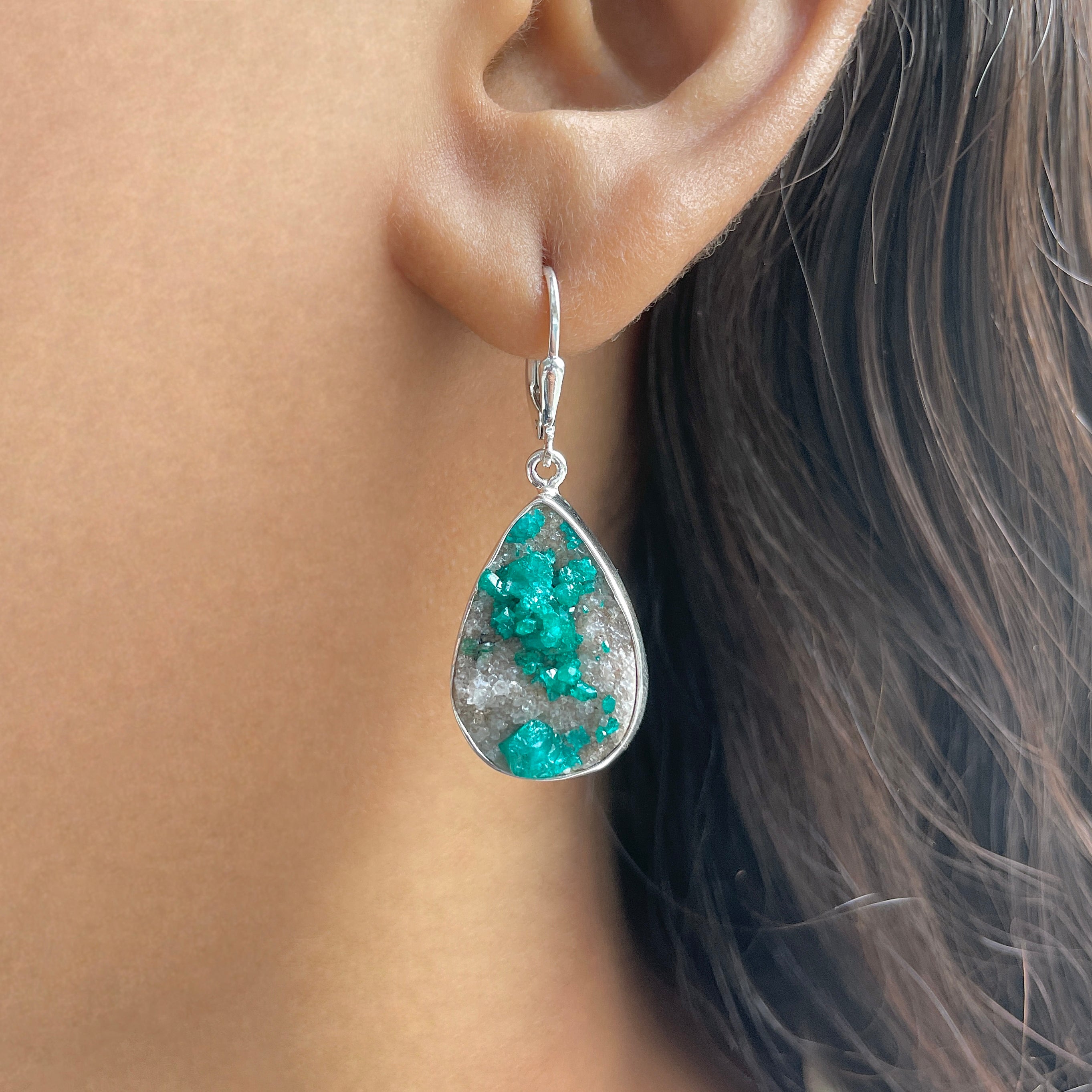 Dioptase Druzy Earring-(DPT-E-21.)