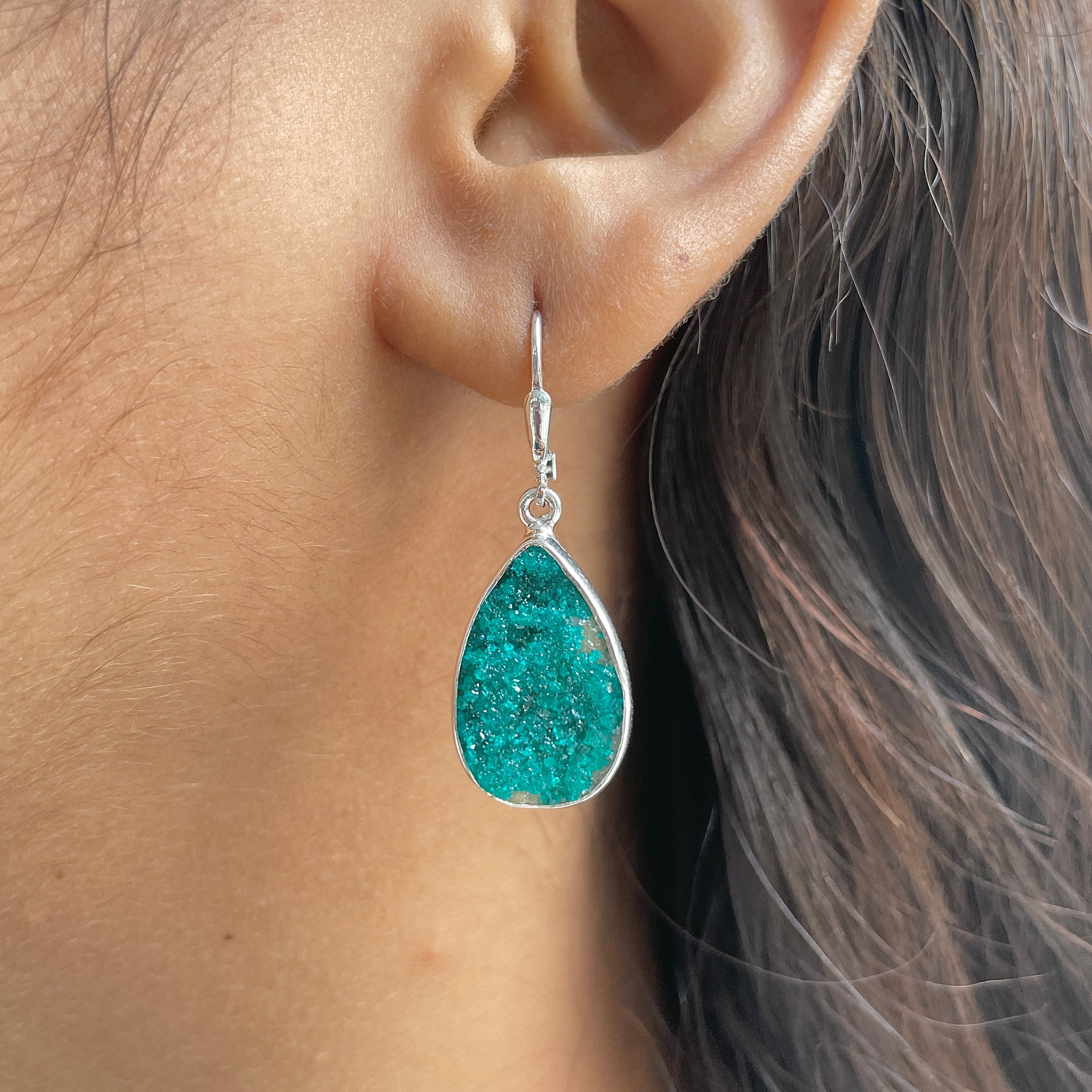 Dioptase Druzy Earring-(DPT-E-22.)