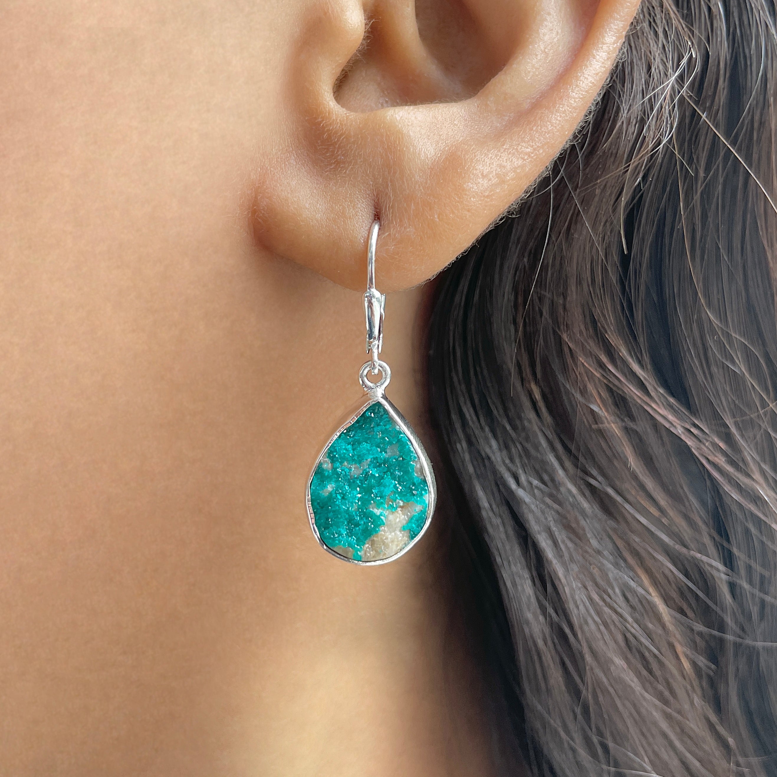 Dioptase Druzy Earring-(DPT-E-23.)