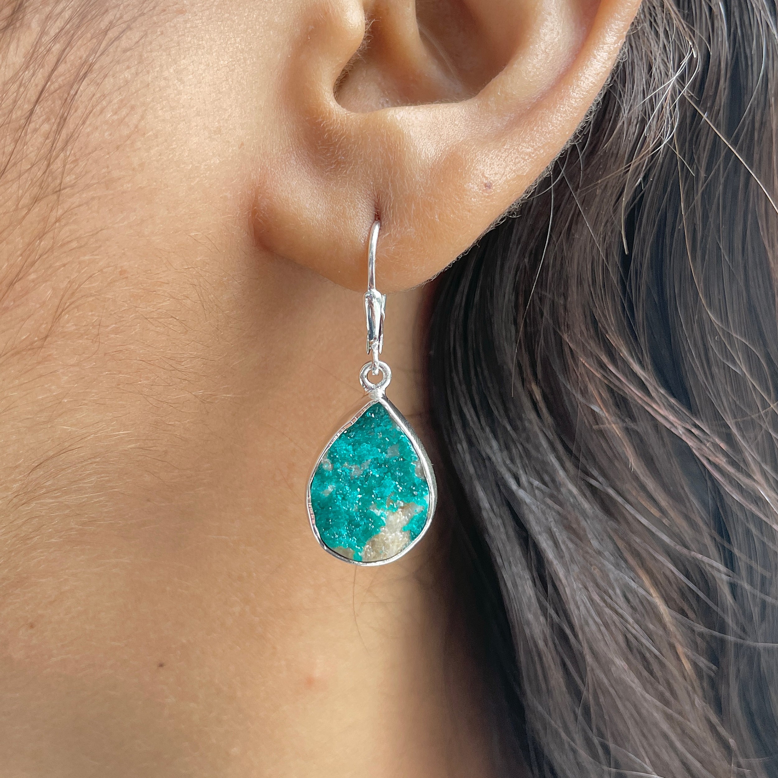 Dioptase Druzy Earring-(DPT-E-23.)