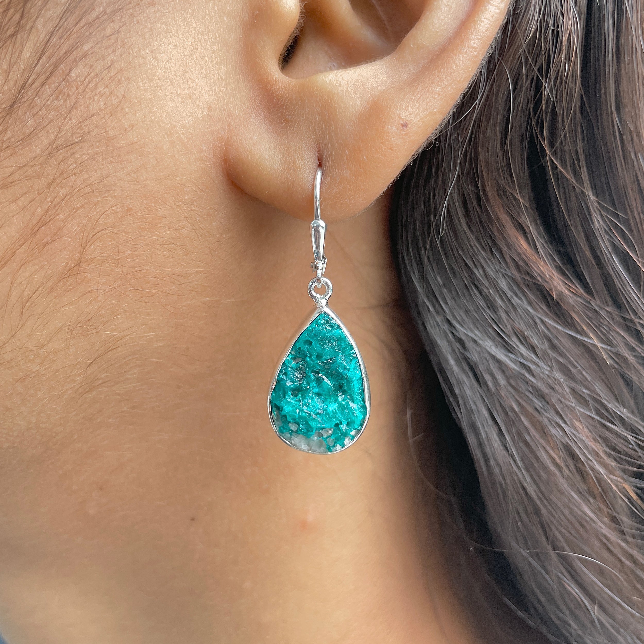 Dioptase Druzy Earring-(DPT-E-24.)