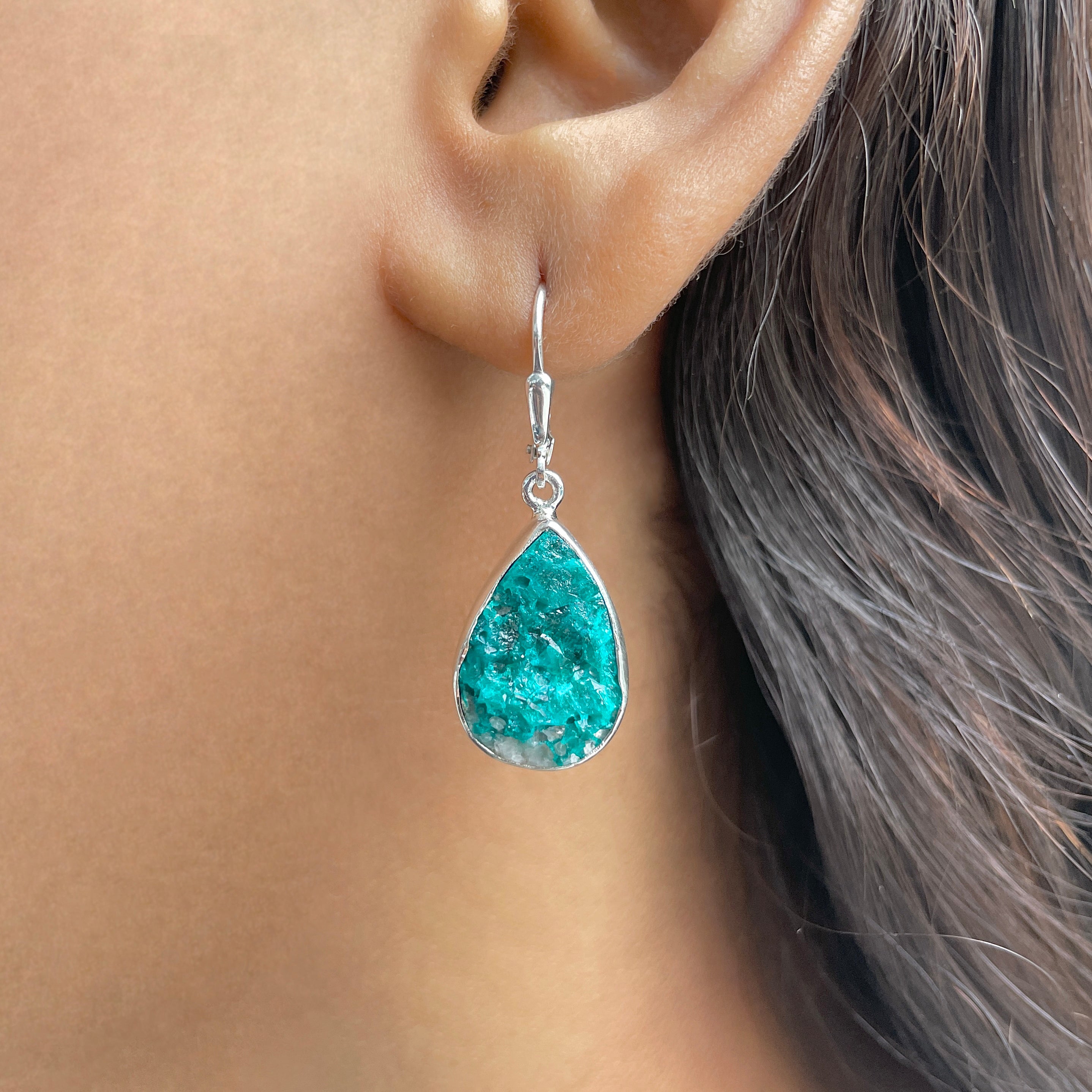 Dioptase Druzy Earring-(DPT-E-24.)