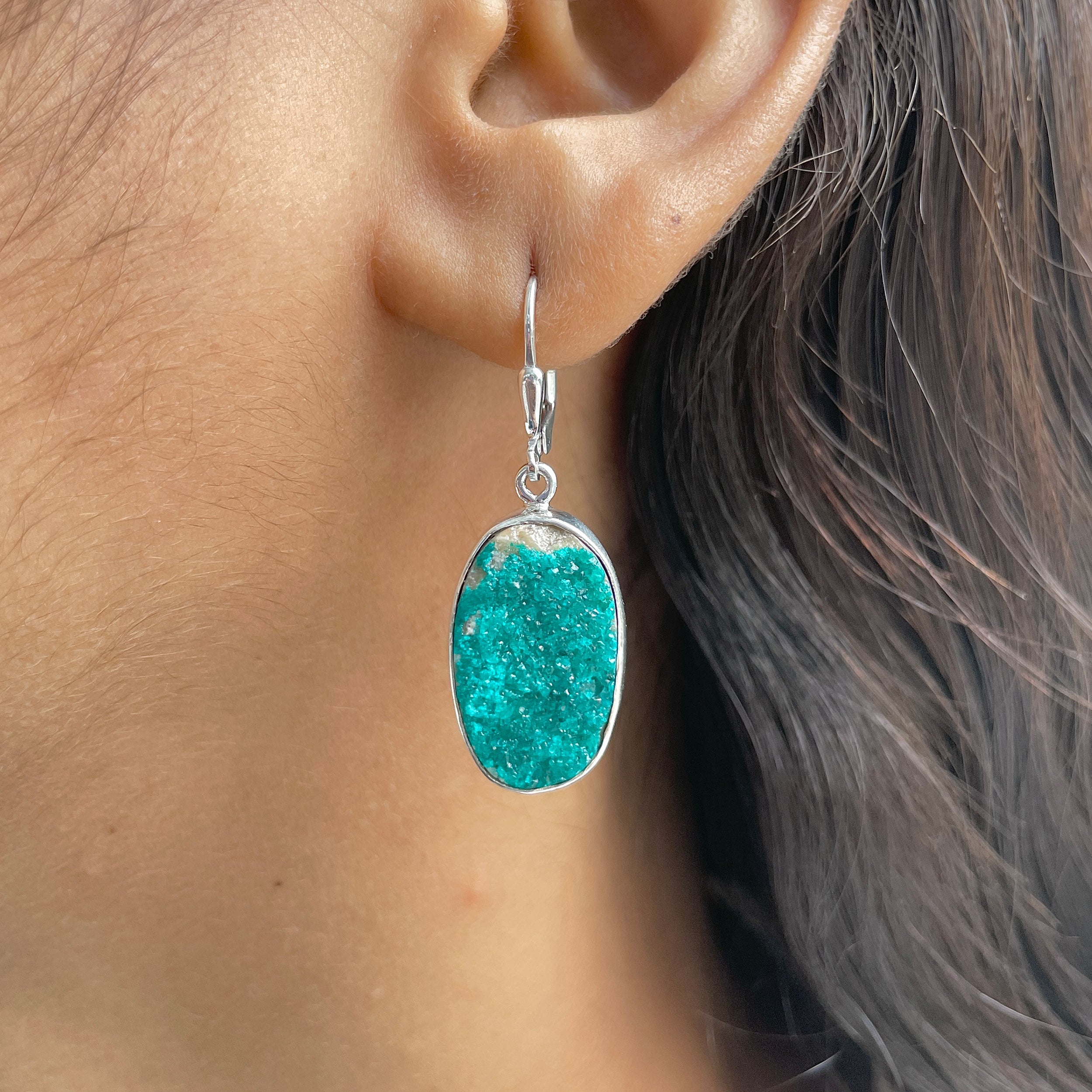 Dioptase Druzy Earring-(DPT-E-25.)