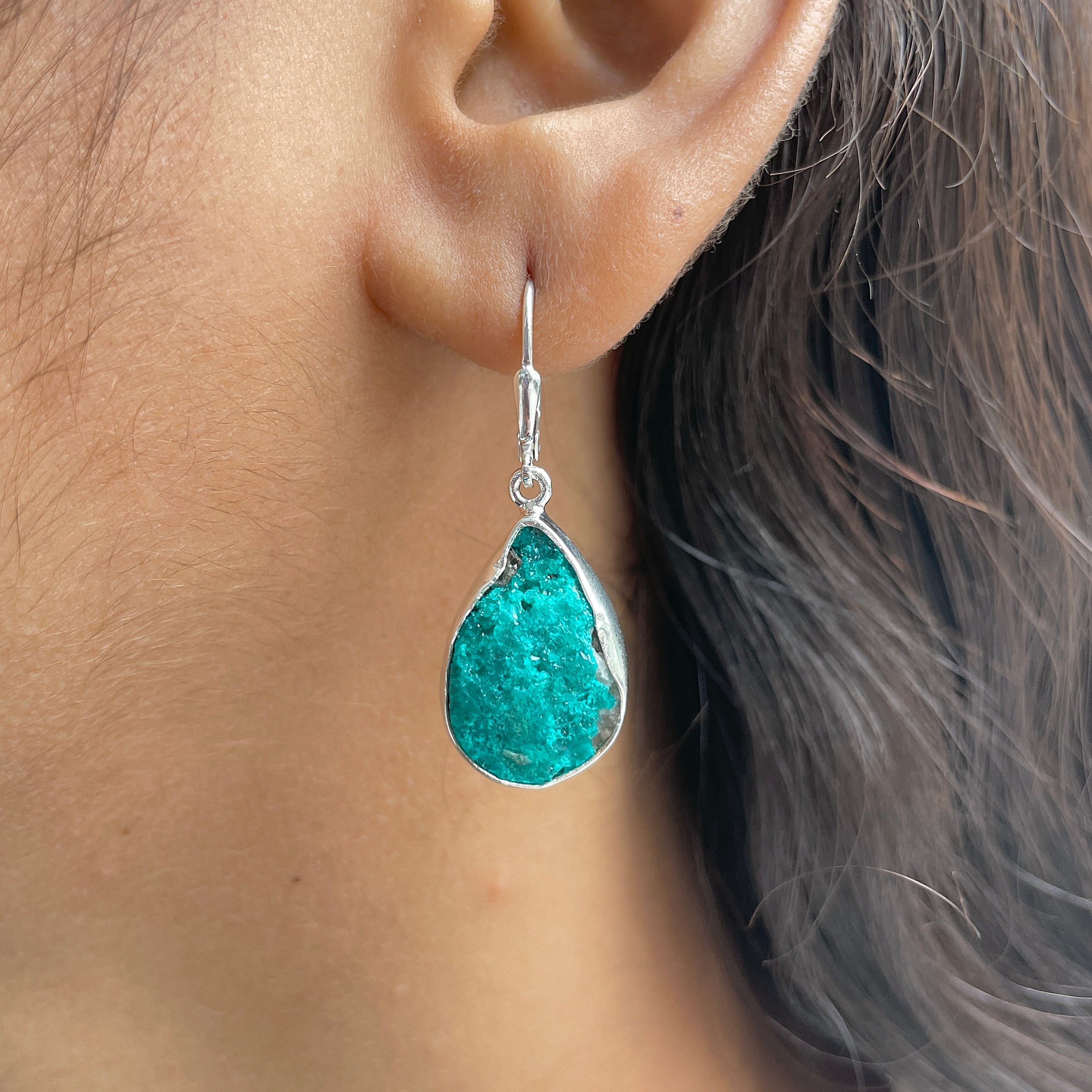 Dioptase Druzy Earring-(DPT-E-26.)