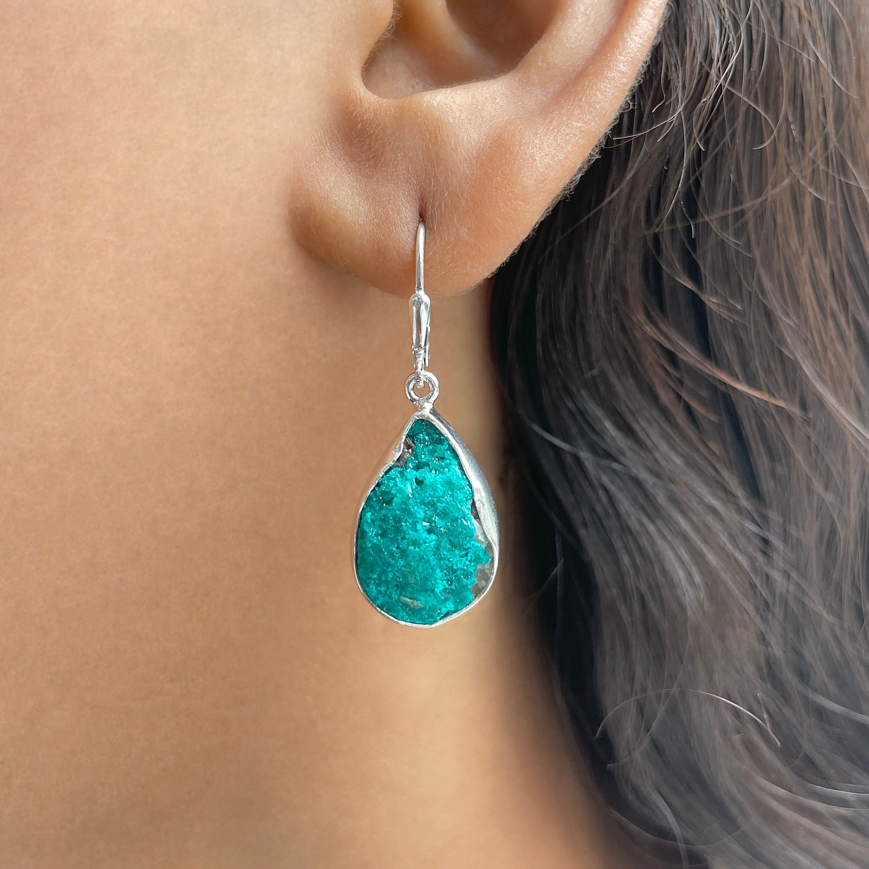 Dioptase Druzy Earring-(DPT-E-26.)