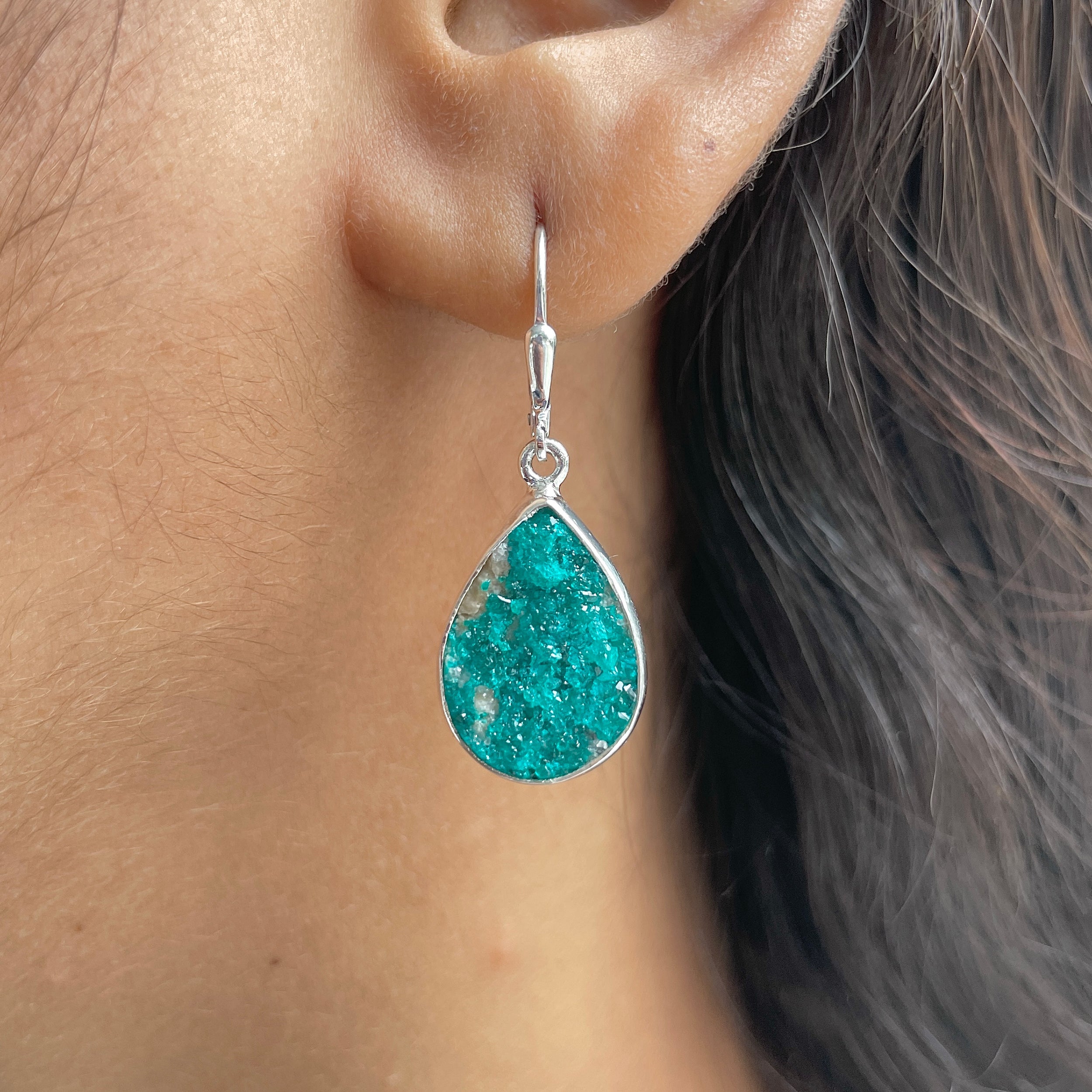 Dioptase Druzy Earring-(DPT-E-27.)