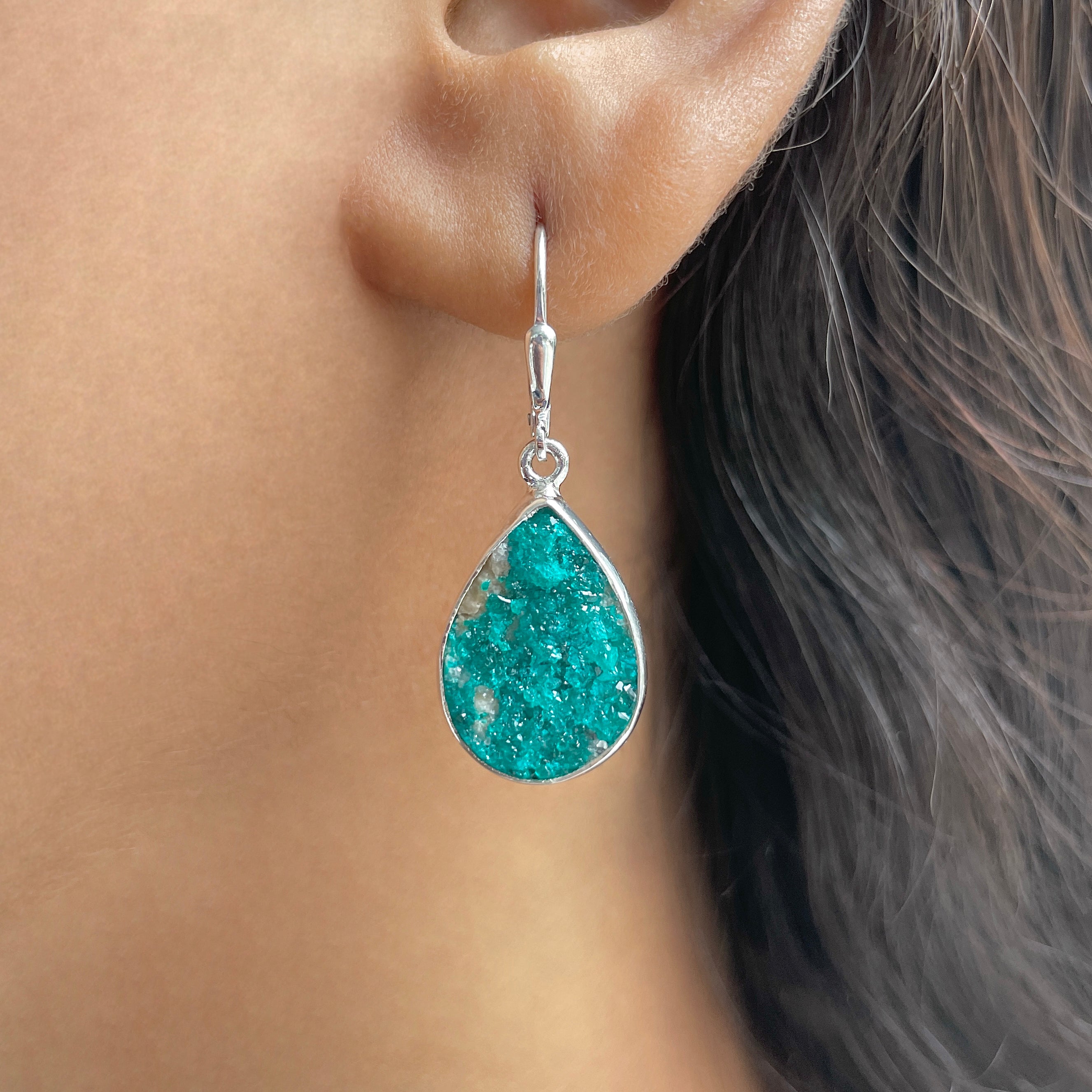Dioptase Druzy Earring-(DPT-E-27.)