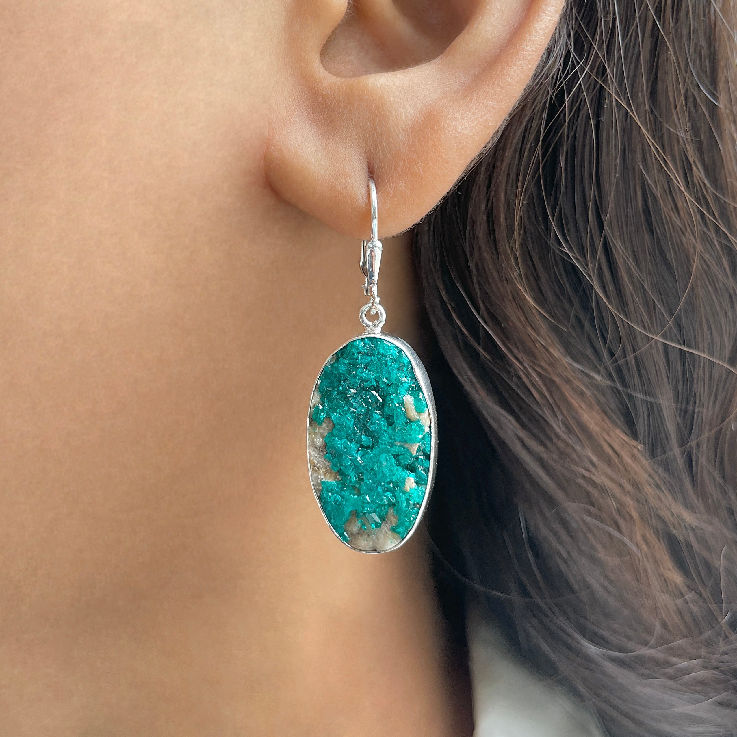 Dioptase Druzy Earring-(DPT-E-3.)