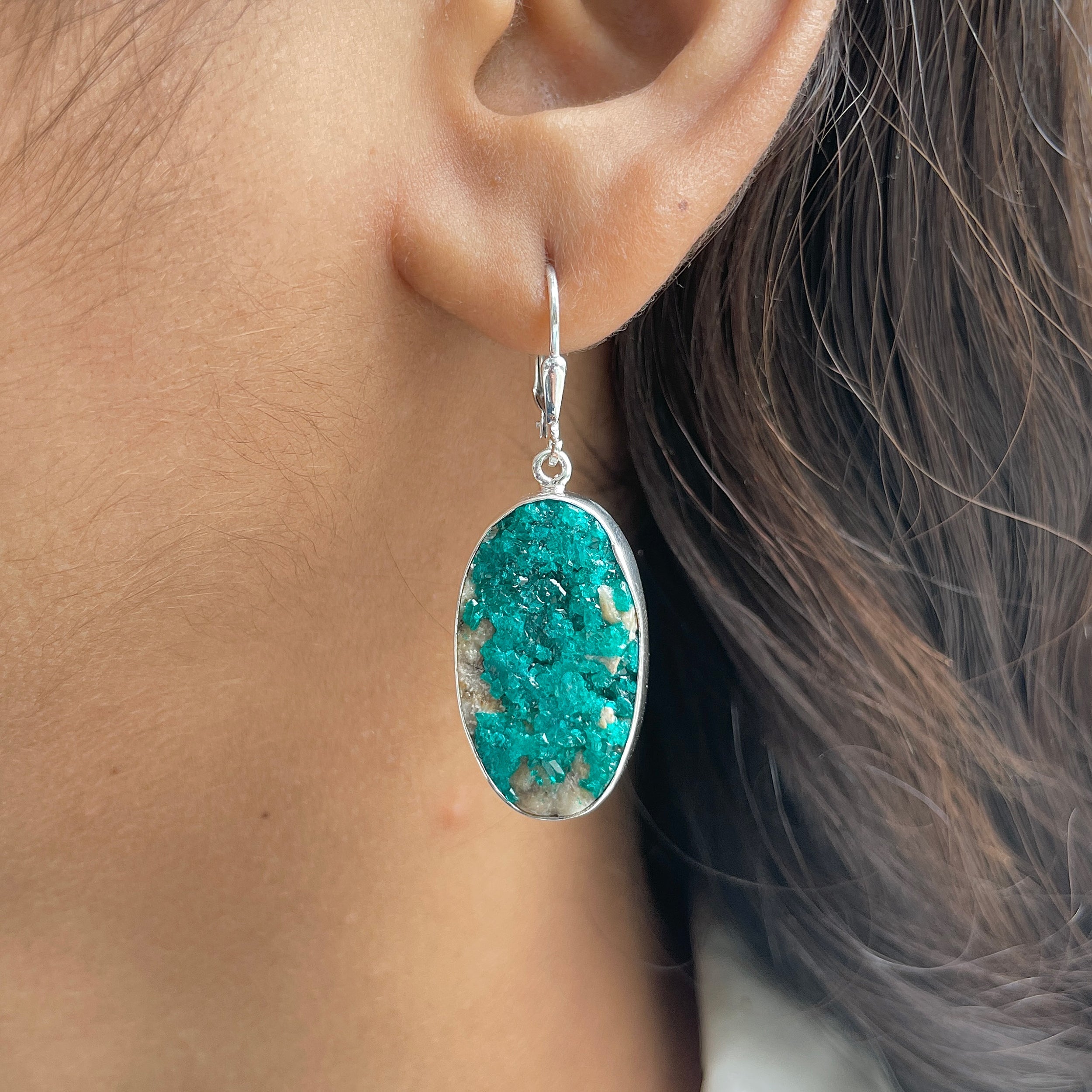 Dioptase Druzy Earring-(DPT-E-3.)