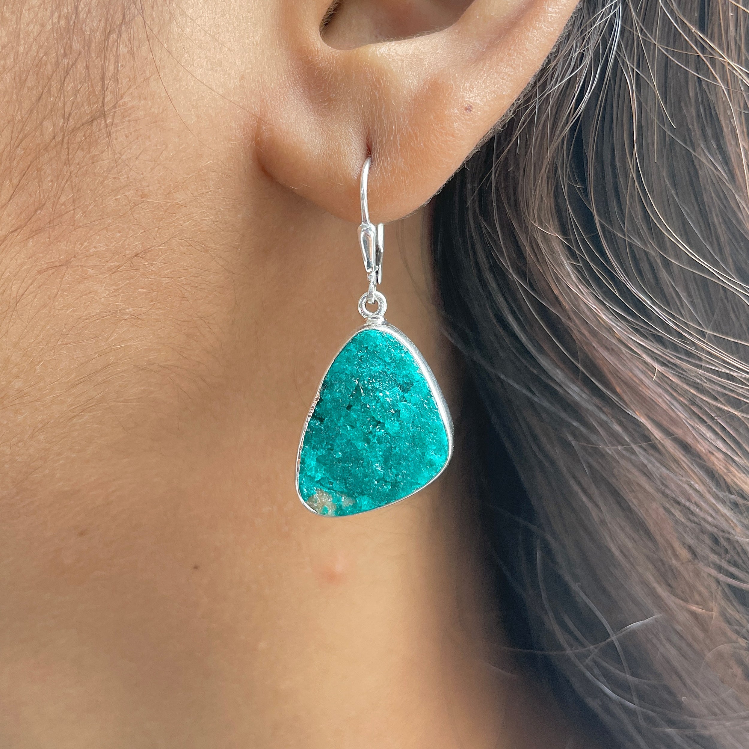 Dioptase Druzy Earring-(DPT-E-4.)