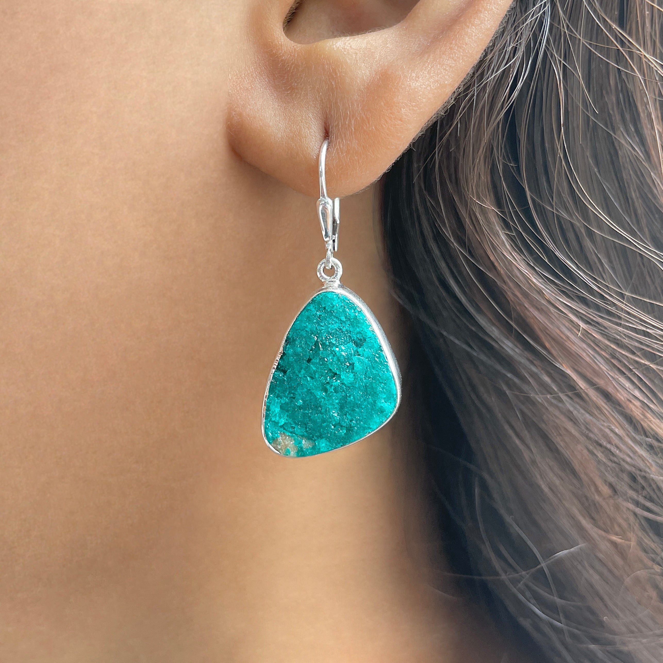 Dioptase Druzy Earring-(DPT-E-4.)