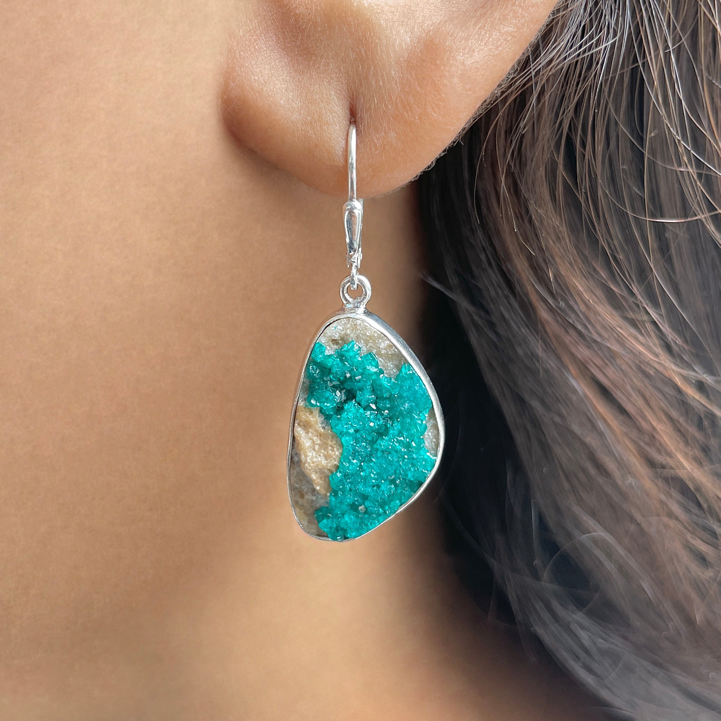 Dioptase Druzy Earring-(DPT-E-5.)