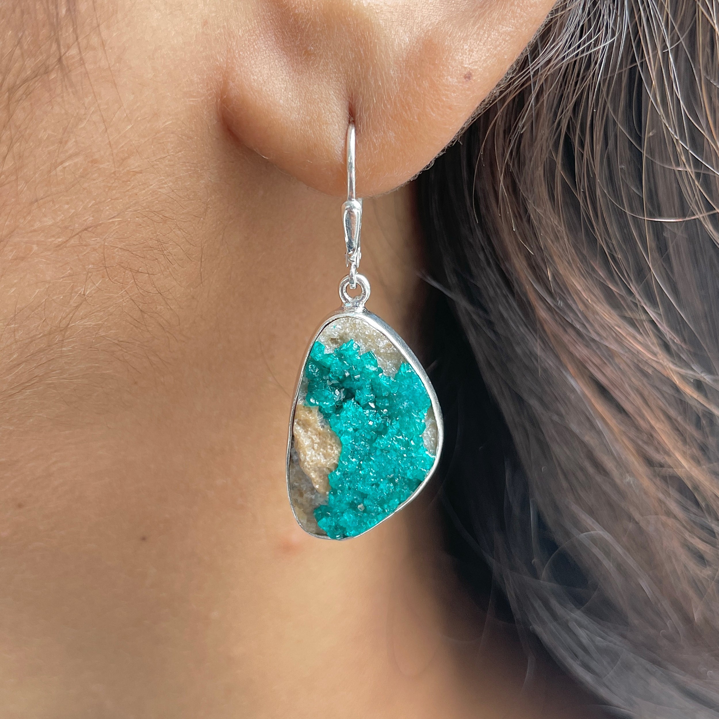 Dioptase Druzy Earring-(DPT-E-5.)