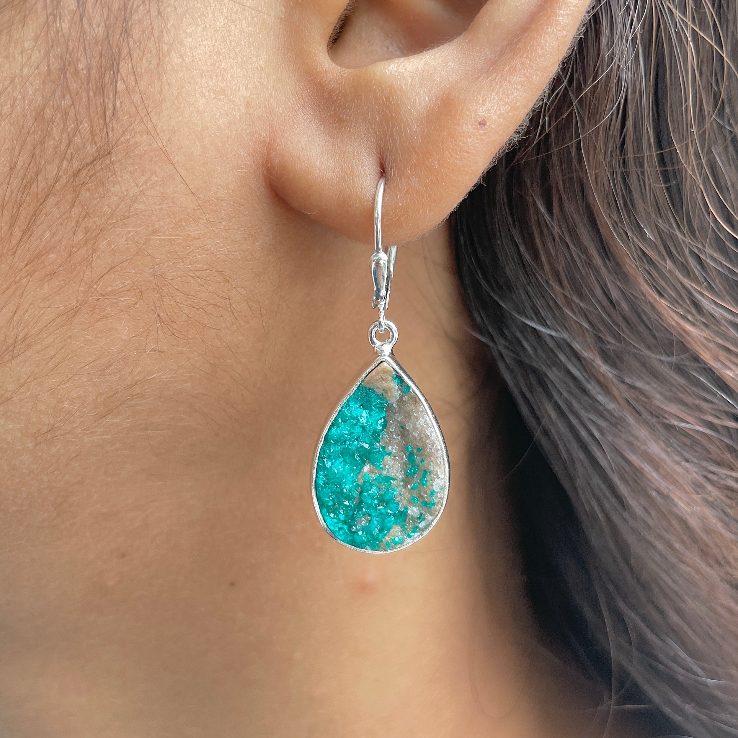 Dioptase Druzy Earring-(DPT-E-6.)
