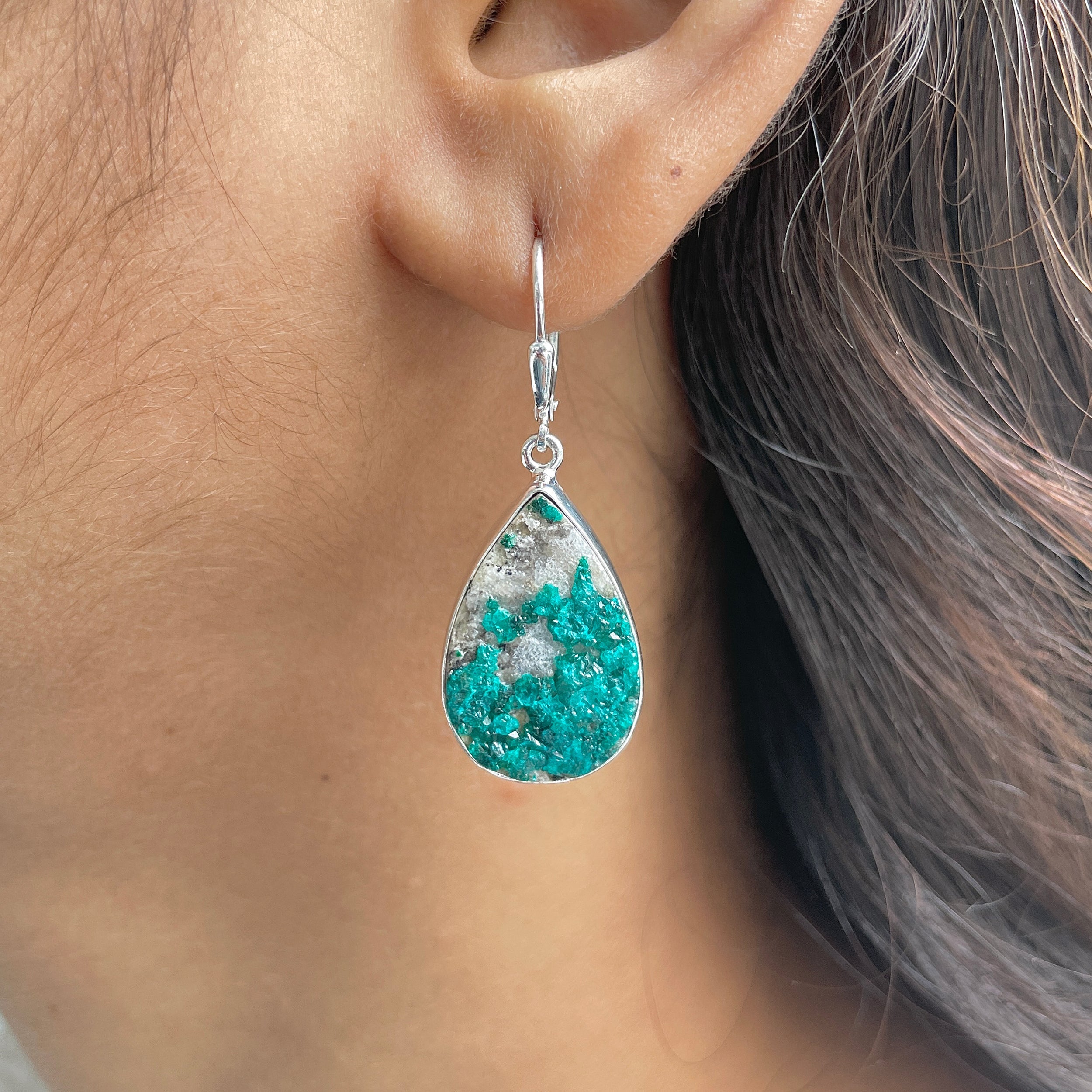Dioptase Druzy Earring-(DPT-E-7.)