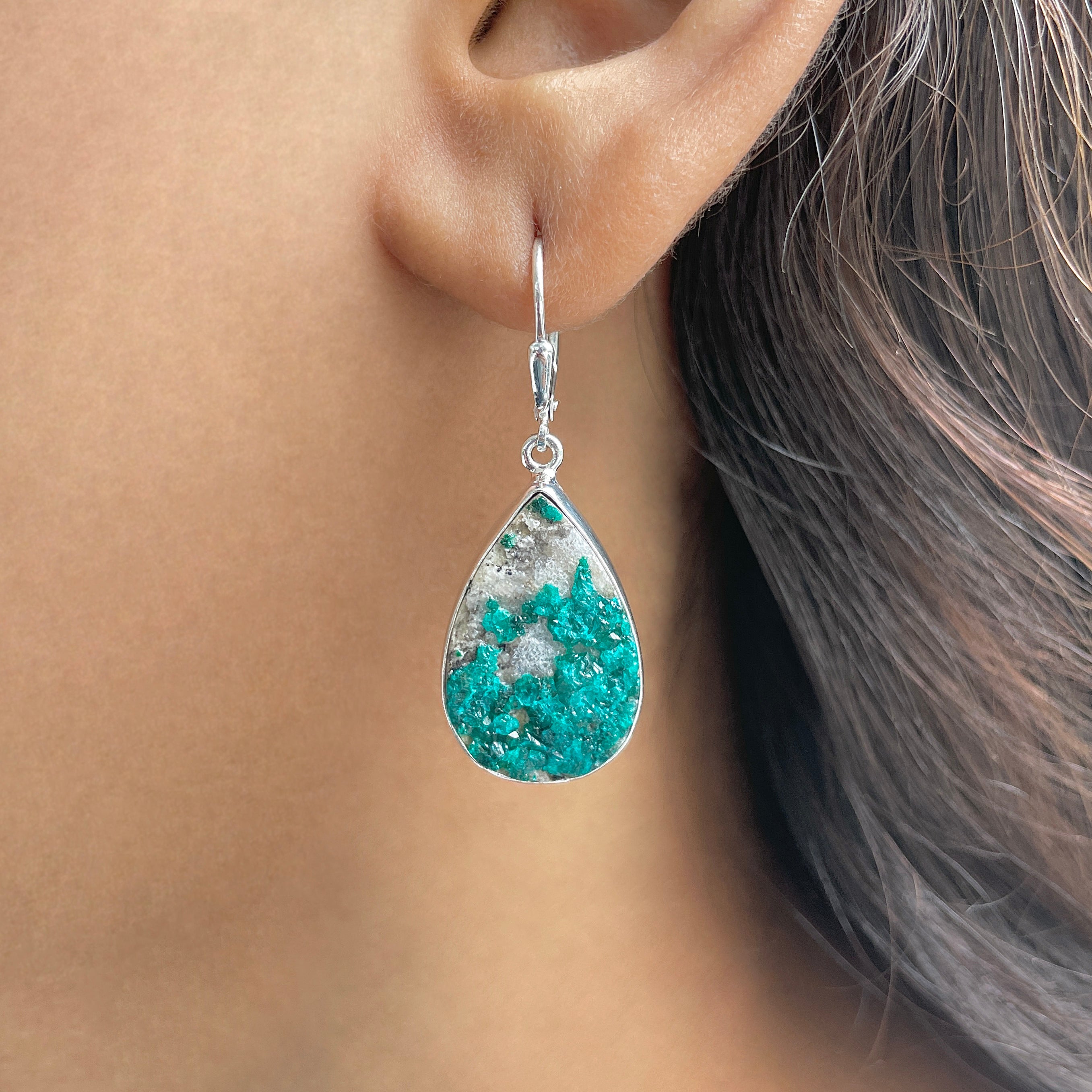 Dioptase Druzy Earring-(DPT-E-7.)