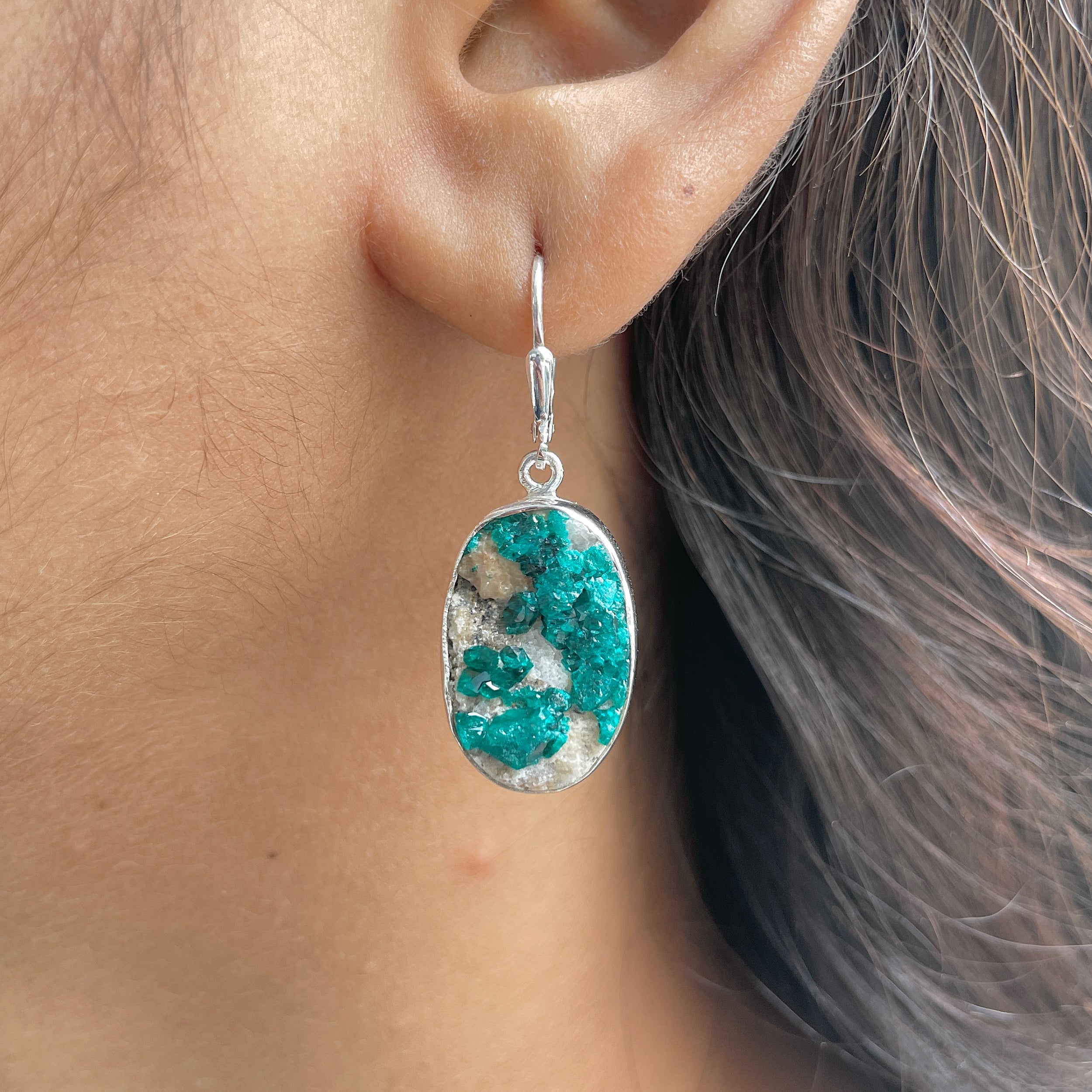 Dioptase Druzy Earring-(DPT-E-8.)
