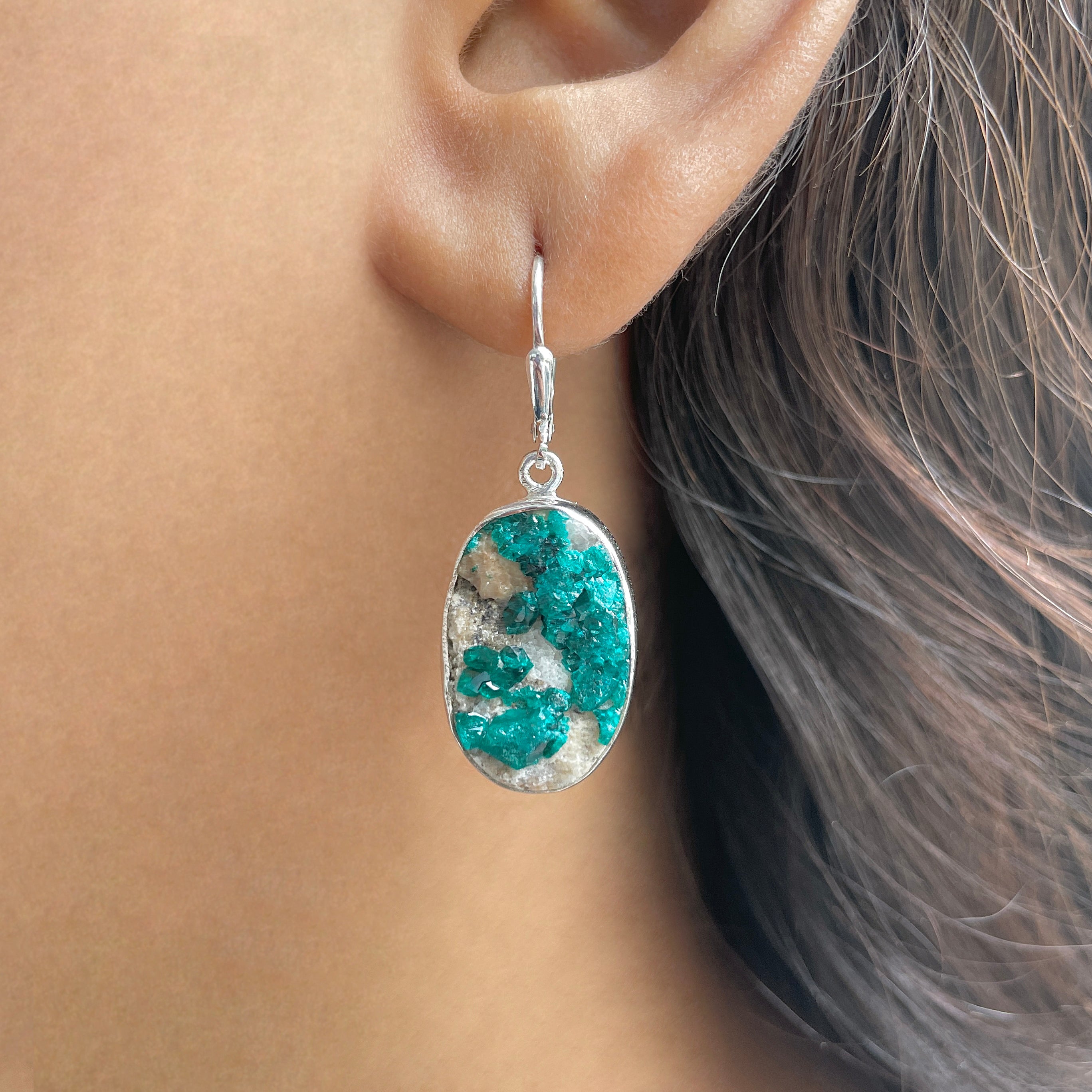 Dioptase Druzy Earring-(DPT-E-8.)