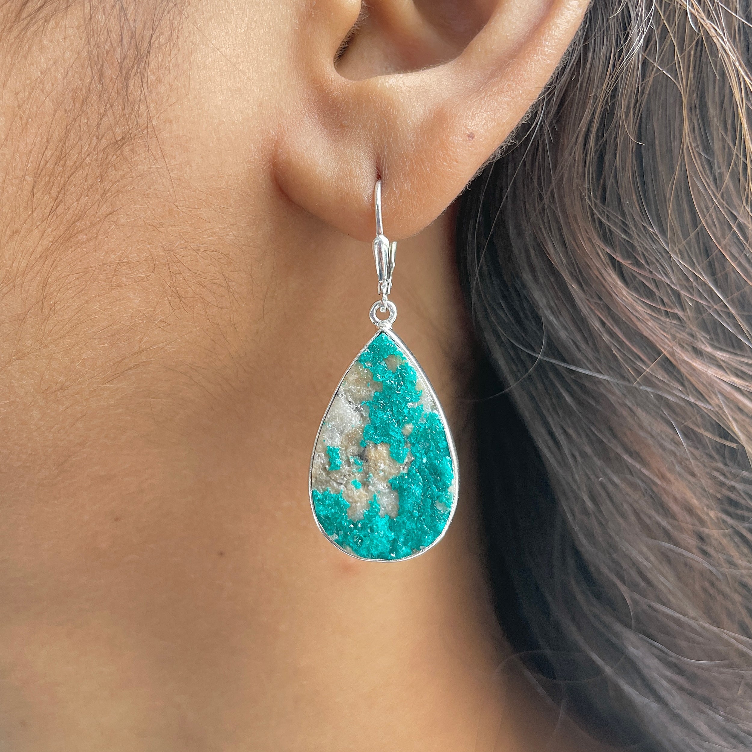 Dioptase Druzy Earring-(DPT-E-9.)