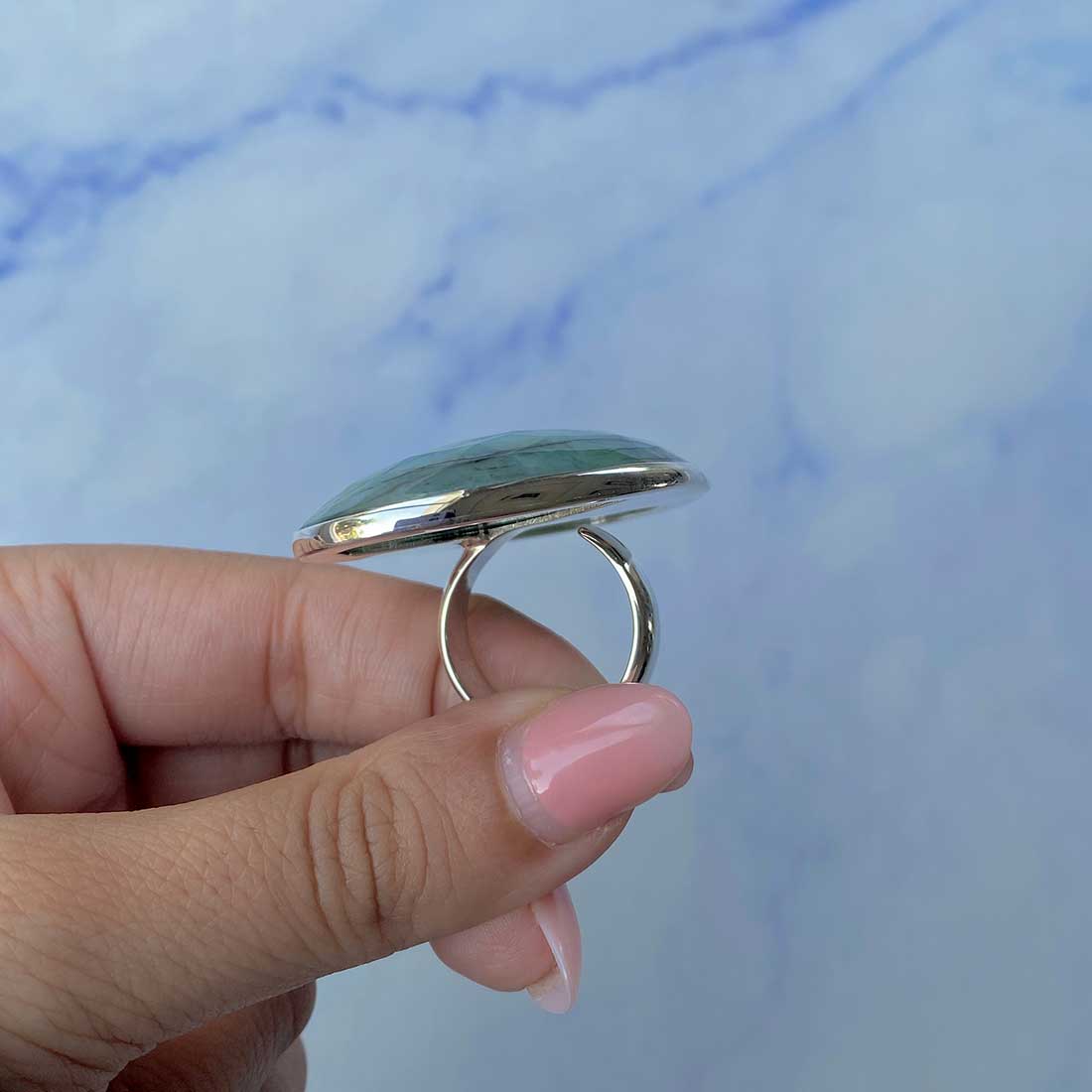 Emerald Adjustable Ring-(EMD-R-25.)