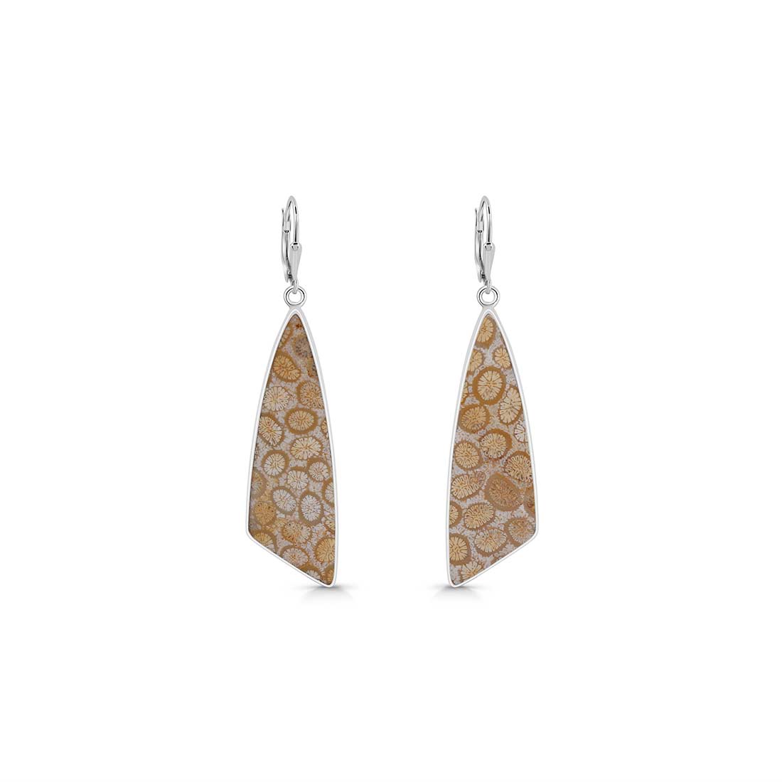 Fossilized Coral Earring-(FSC-E-1.)