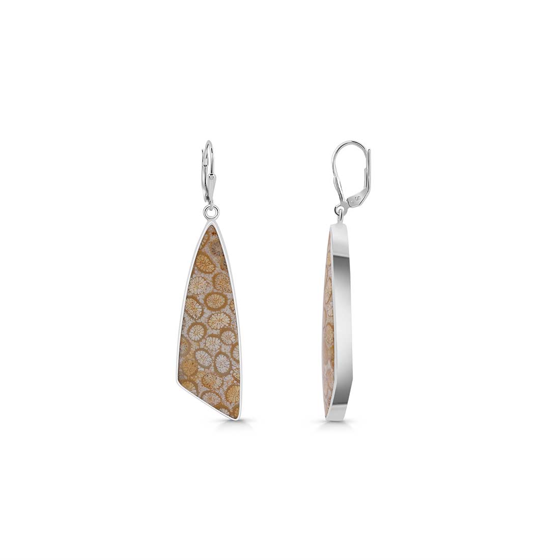 Fossilized Coral Earring-(FSC-E-1.)