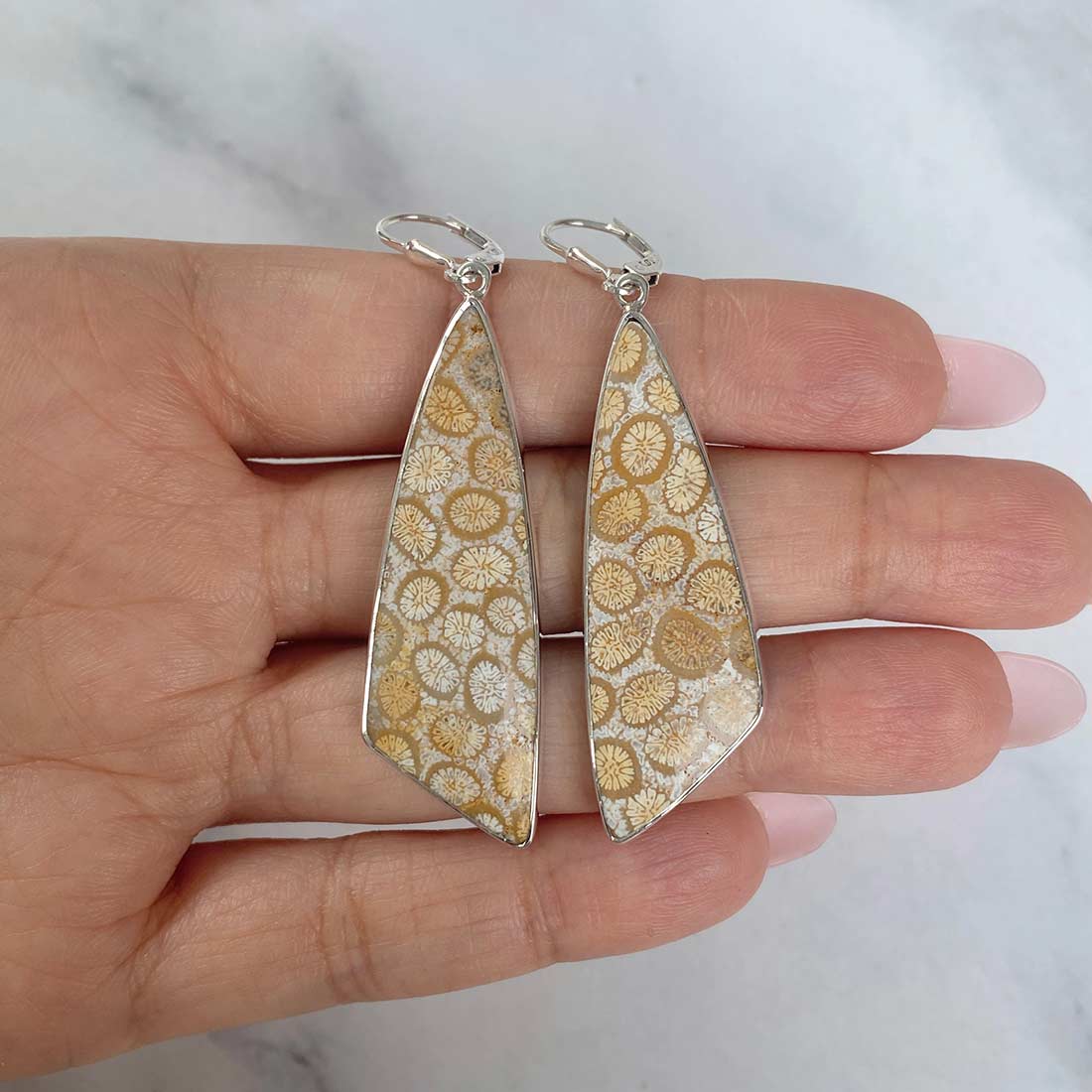 Fossilized Coral Earring-(FSC-E-1.)