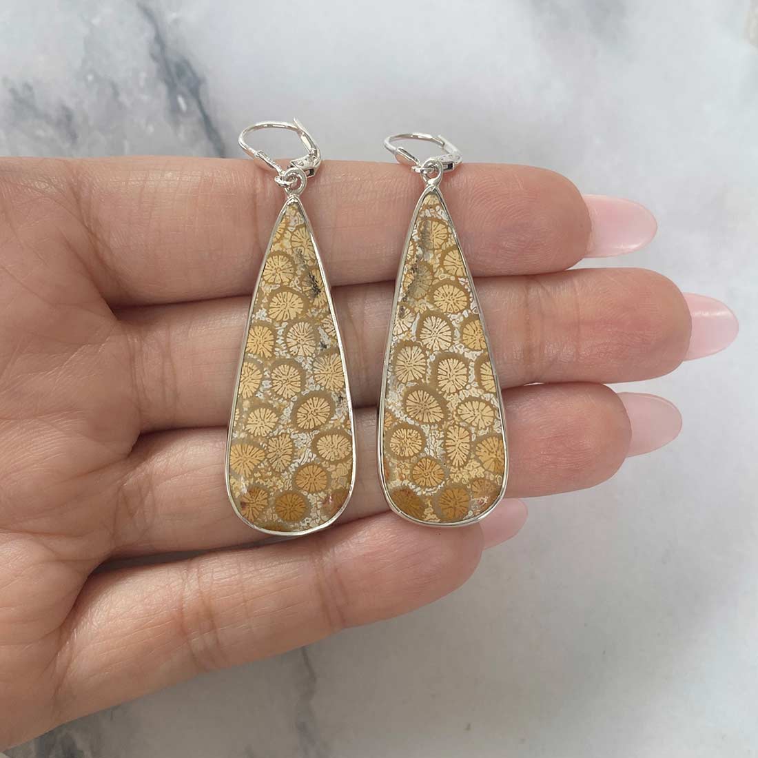 Fossilized Coral Earring-(FSC-E-15.)