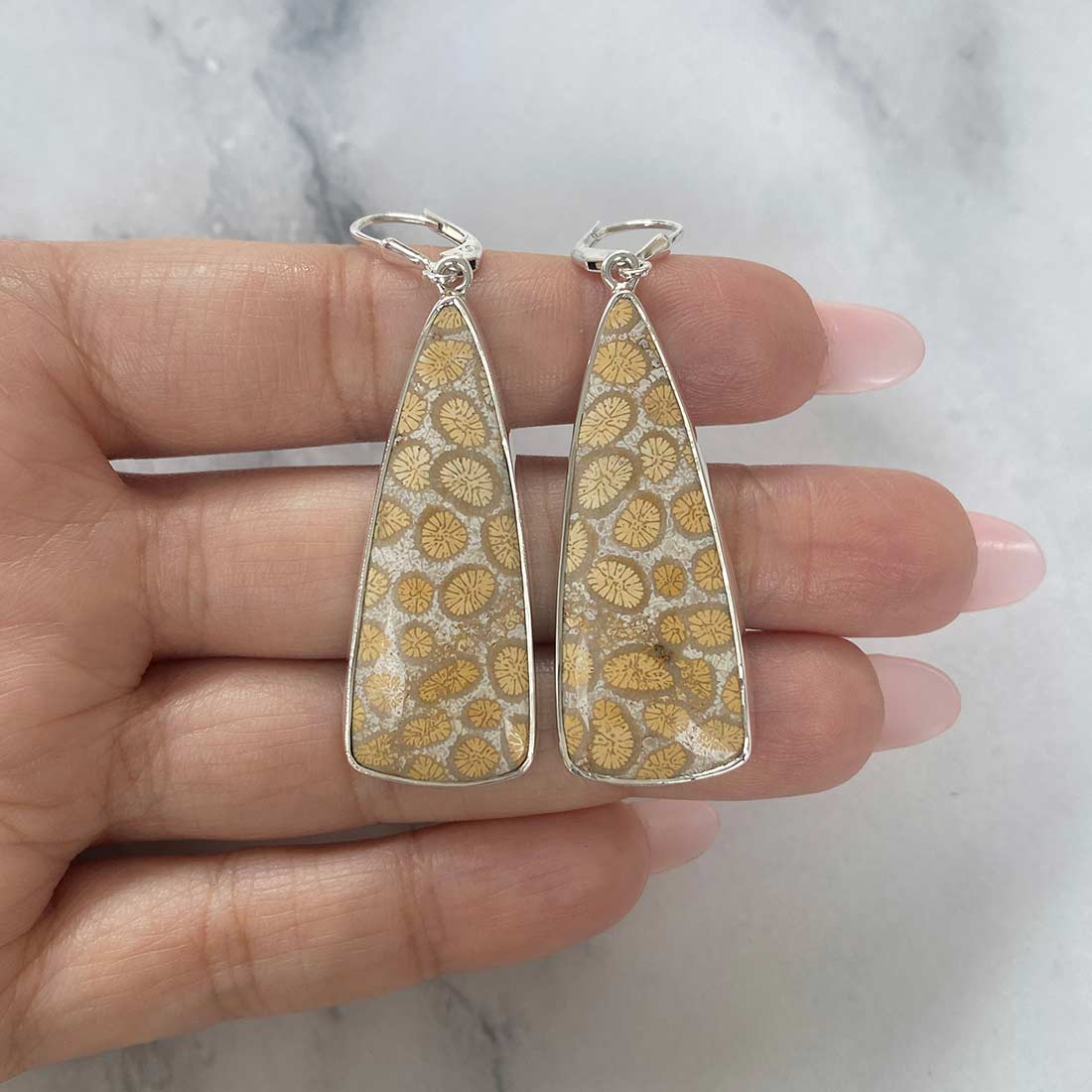 Fossilized Coral Earring-(FSC-E-17.)