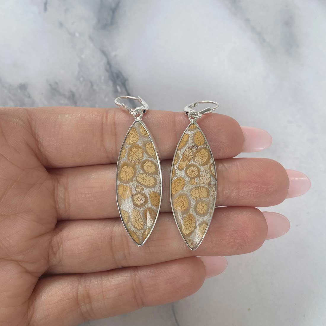 Fossilized Coral Earring-(FSC-E-19.)