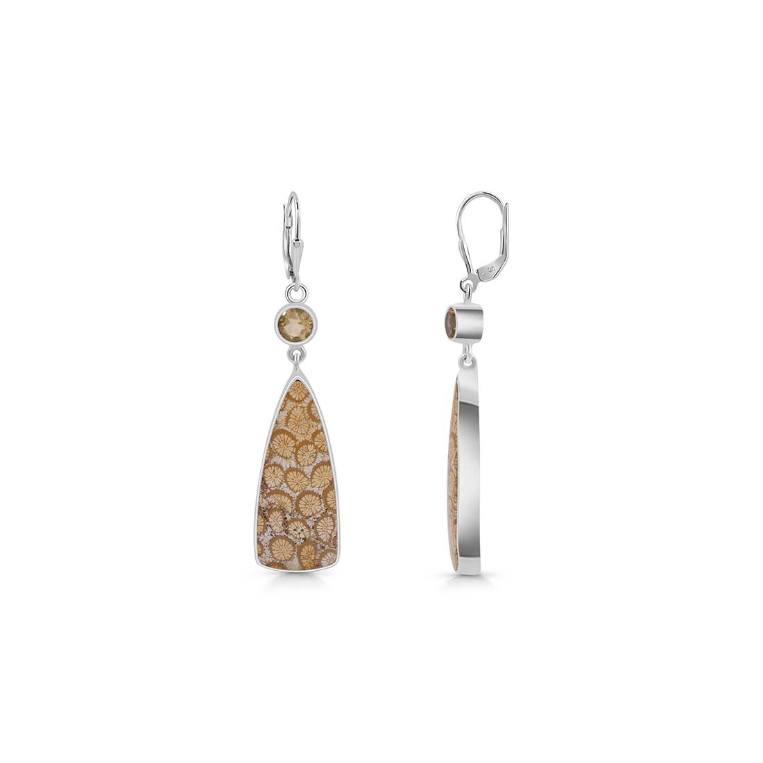 Fossilized Coral Earring-(FSC-E-2.)