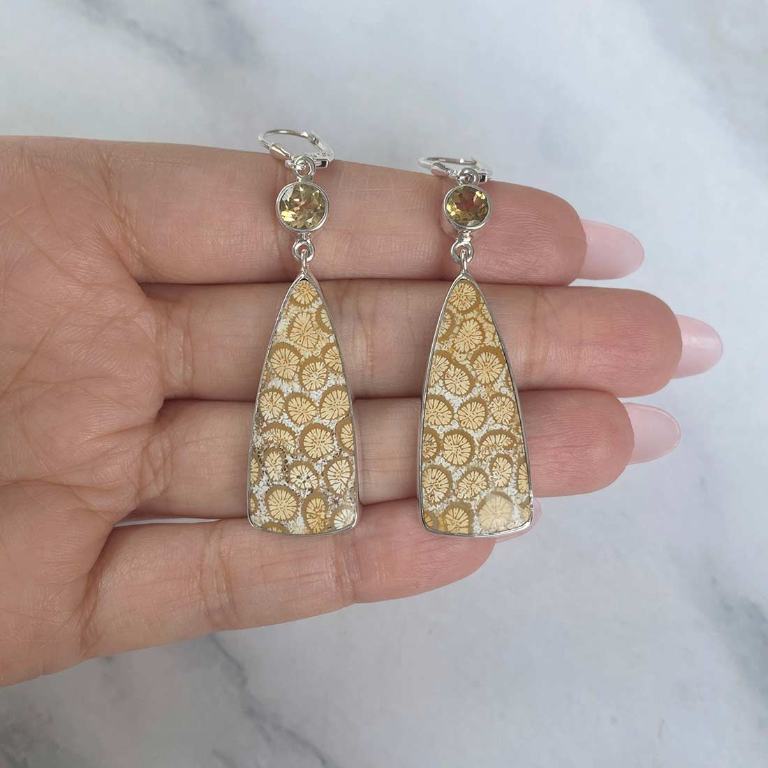 Fossilized Coral Earring-(FSC-E-2.)